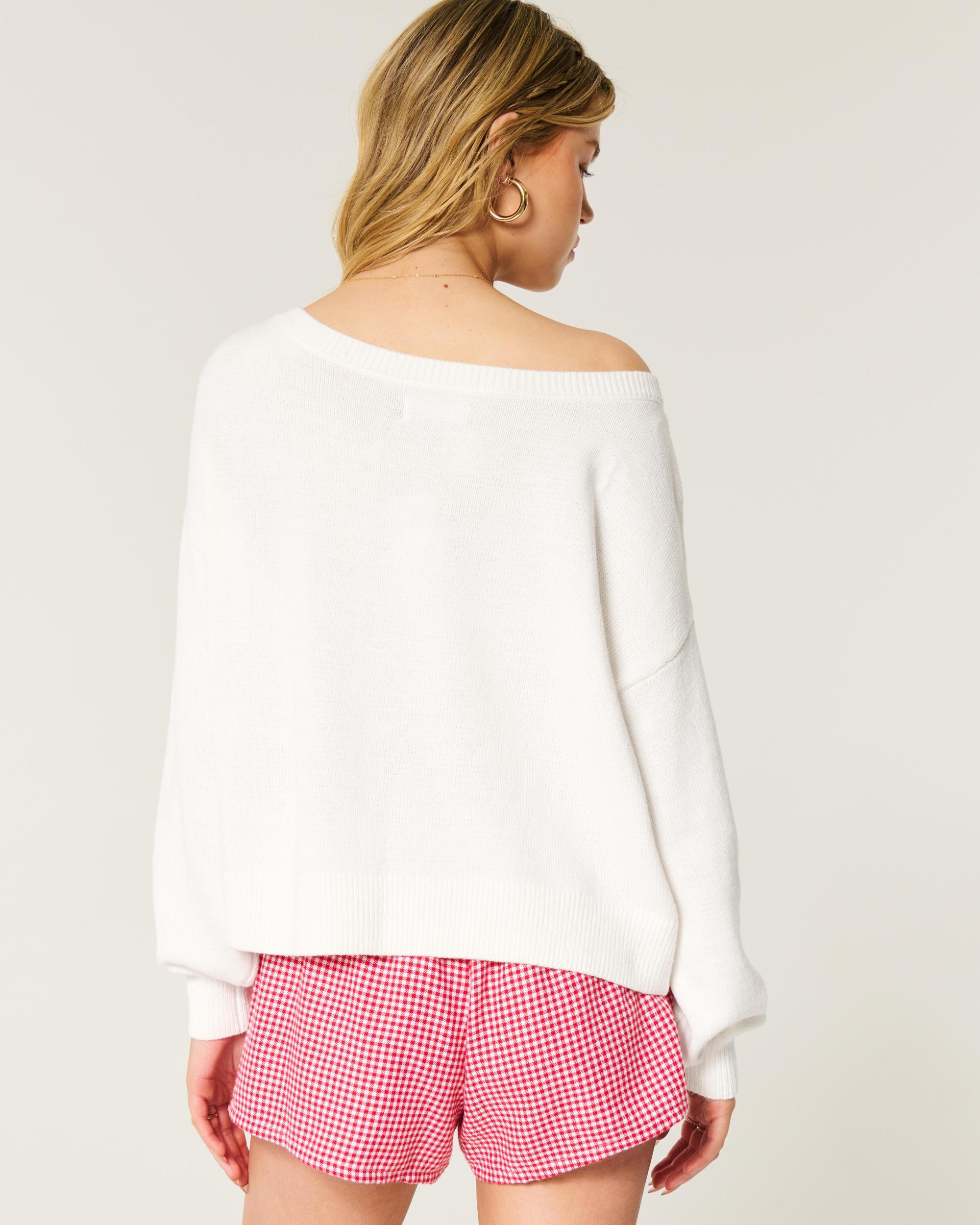 Easy Heart Graphic Off-the-Shoulder Sweater Product Image