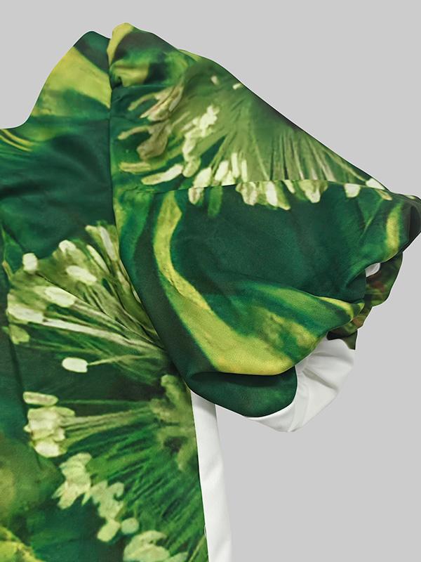 A-Line Loose Elasticity Flower Print One-Shoulder Maxi Dresses Product Image