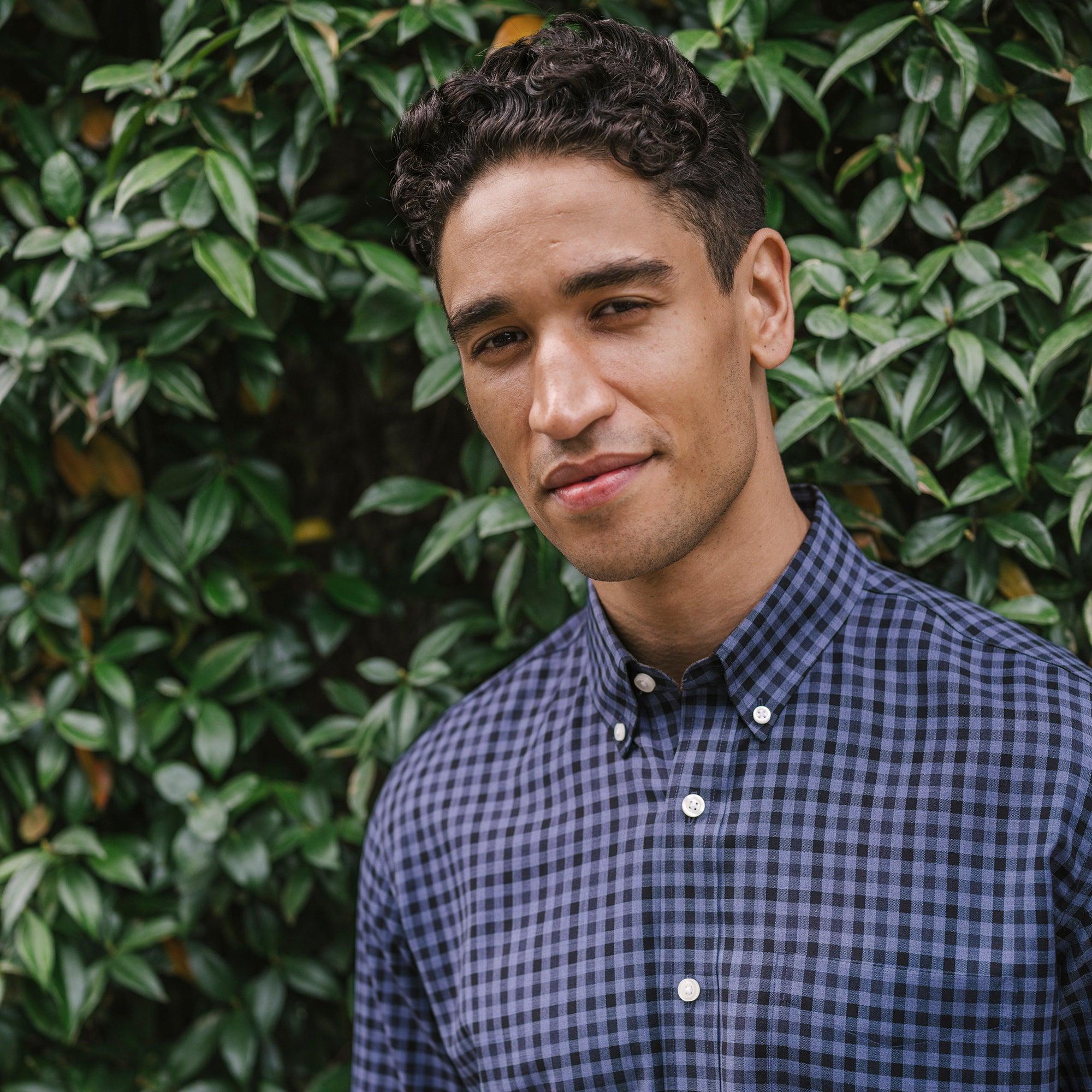 Merino Wool Button-Down Shirt | Green/Blue Plaid Product Image