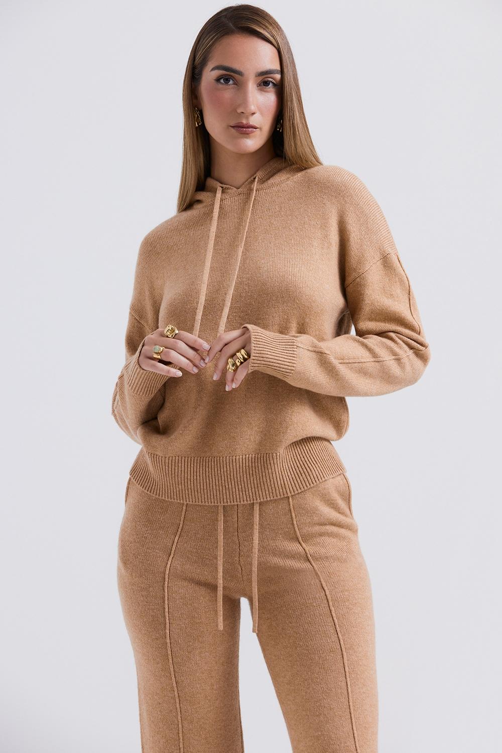 Jionni  camel cashmere blend hoodie - sale Product Image