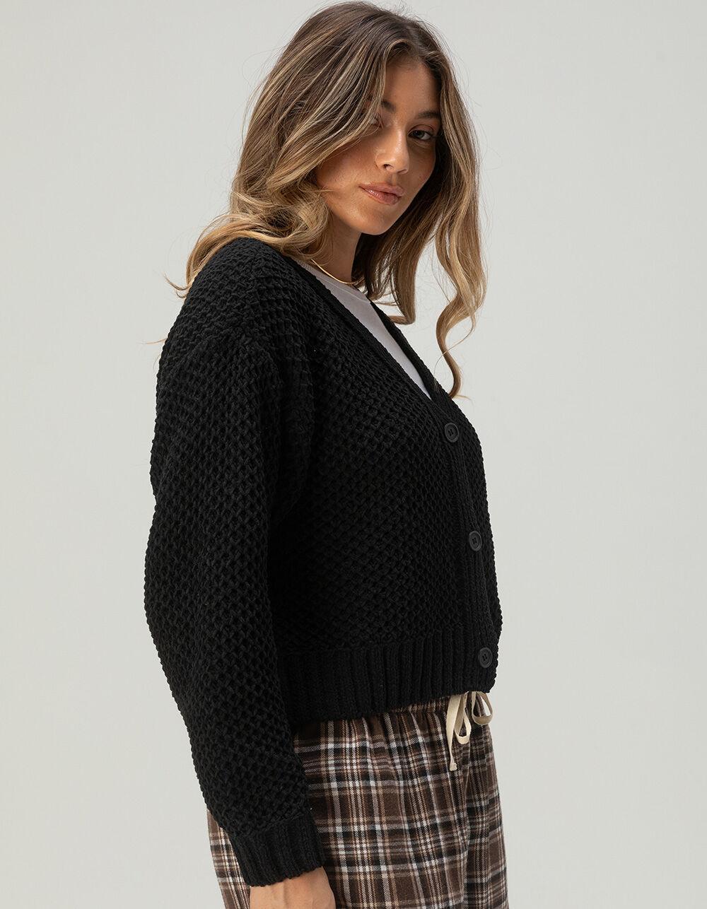 FULL TILT Chenille V-Neck Womens Cardigan - BLACK Product Image