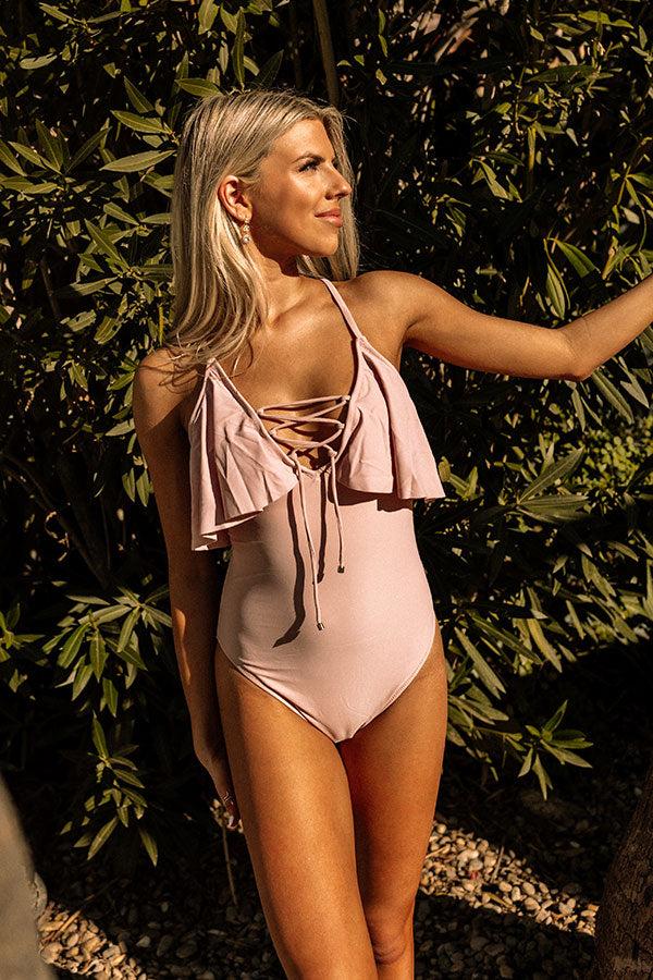 Tiki Beach Lace Up Once Piece Swimsuit Product Image