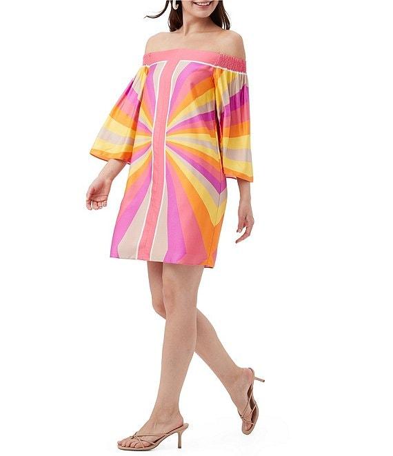Trina Turk Amaris Printed Off-The-Shoulder 3/4 Sleeve Dress Product Image