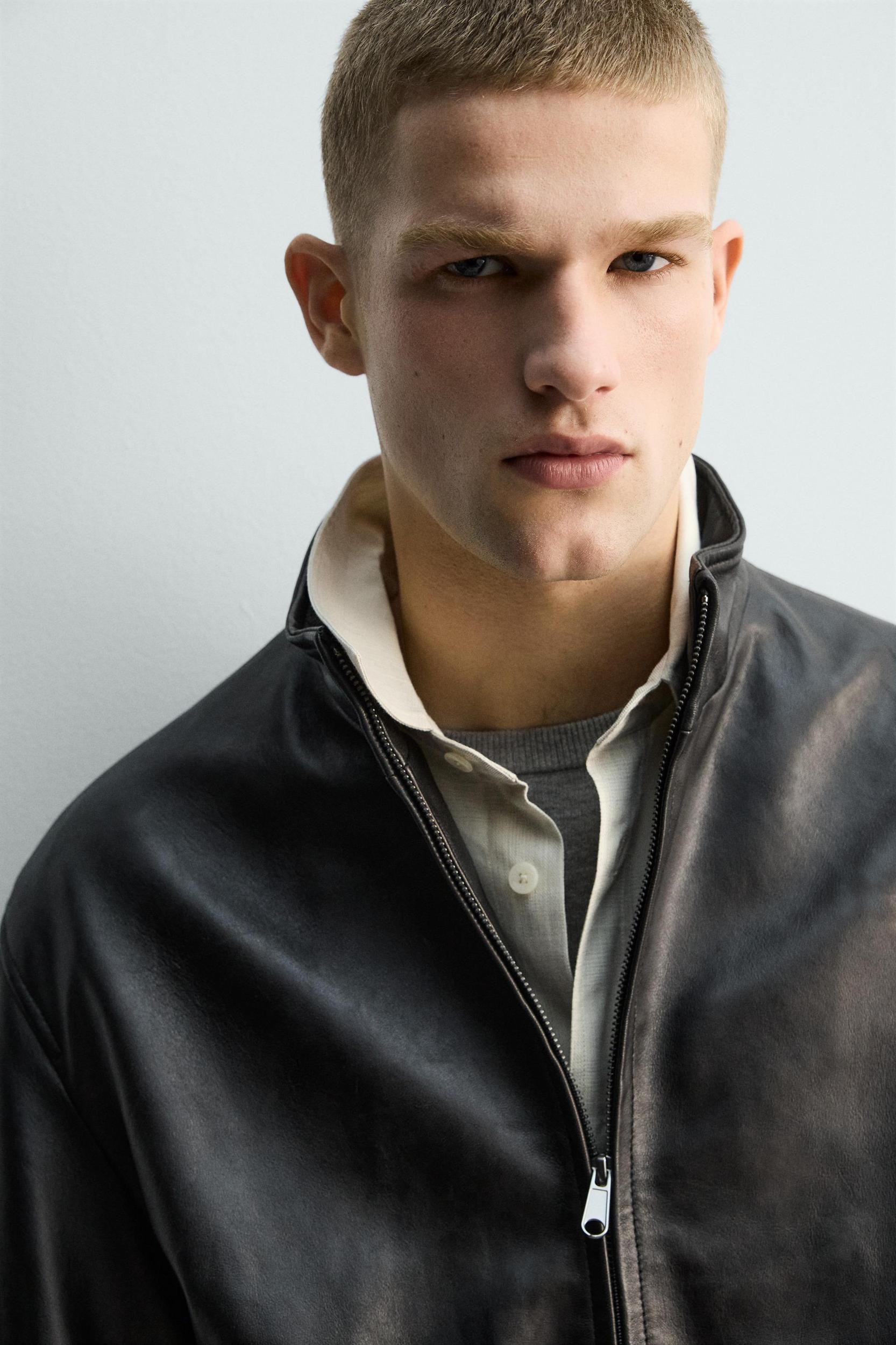 RELAXED FIT LEATHER JACKET Product Image