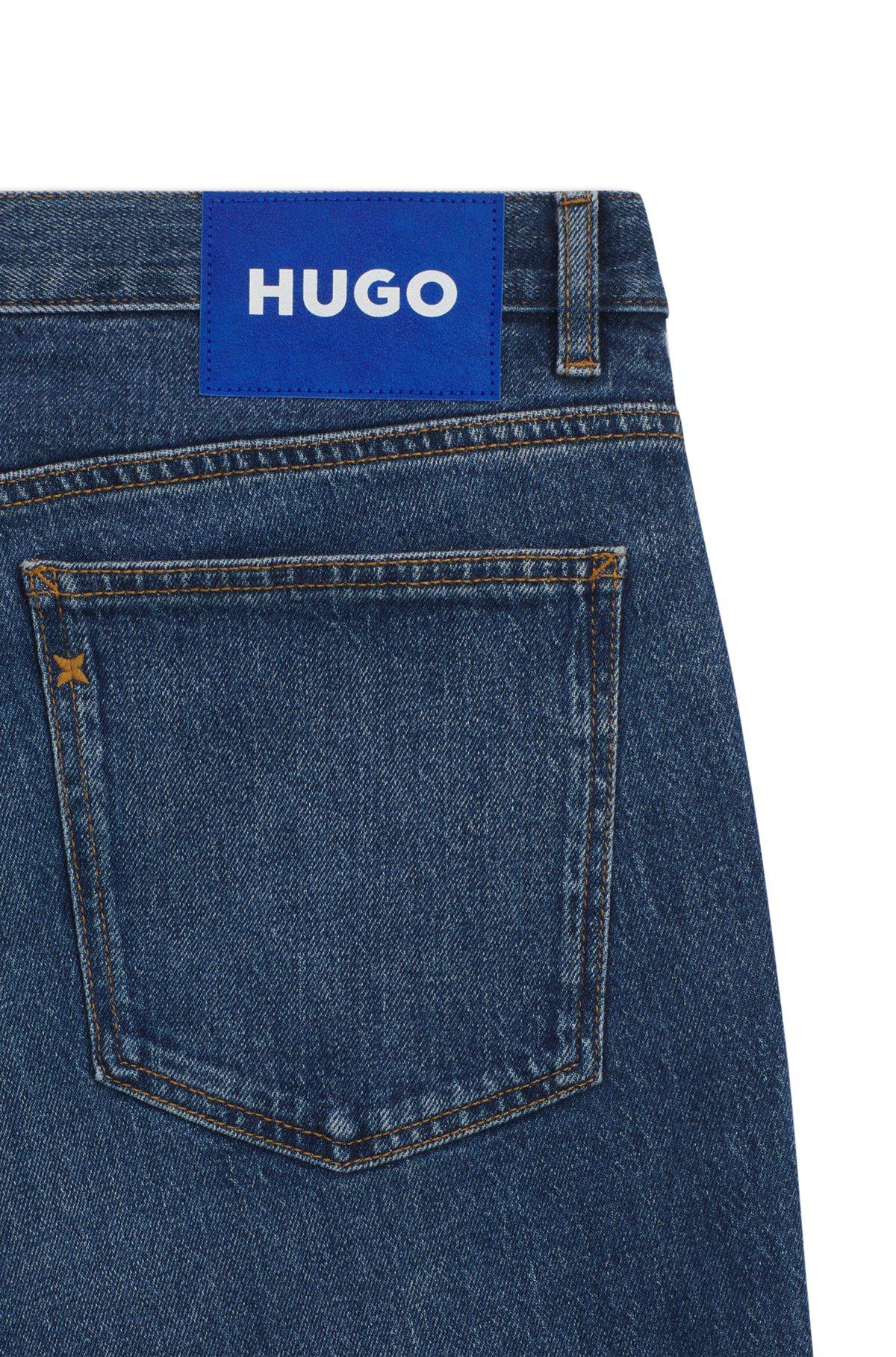 HUGO - Slim-fit jeans in mid-blue stretch denim - Dark Blue Product Image