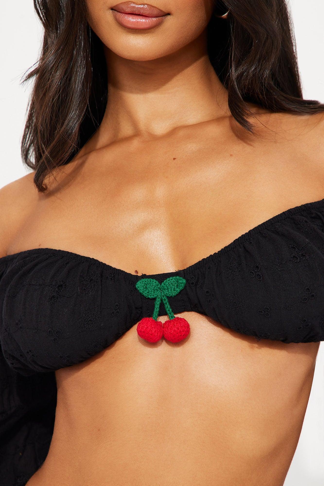 Cherry Drop Micro Mini Skirt Set - Black Product Image