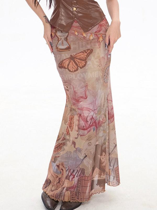 Fashionable Creative Prints Maxi Skirt Product Image