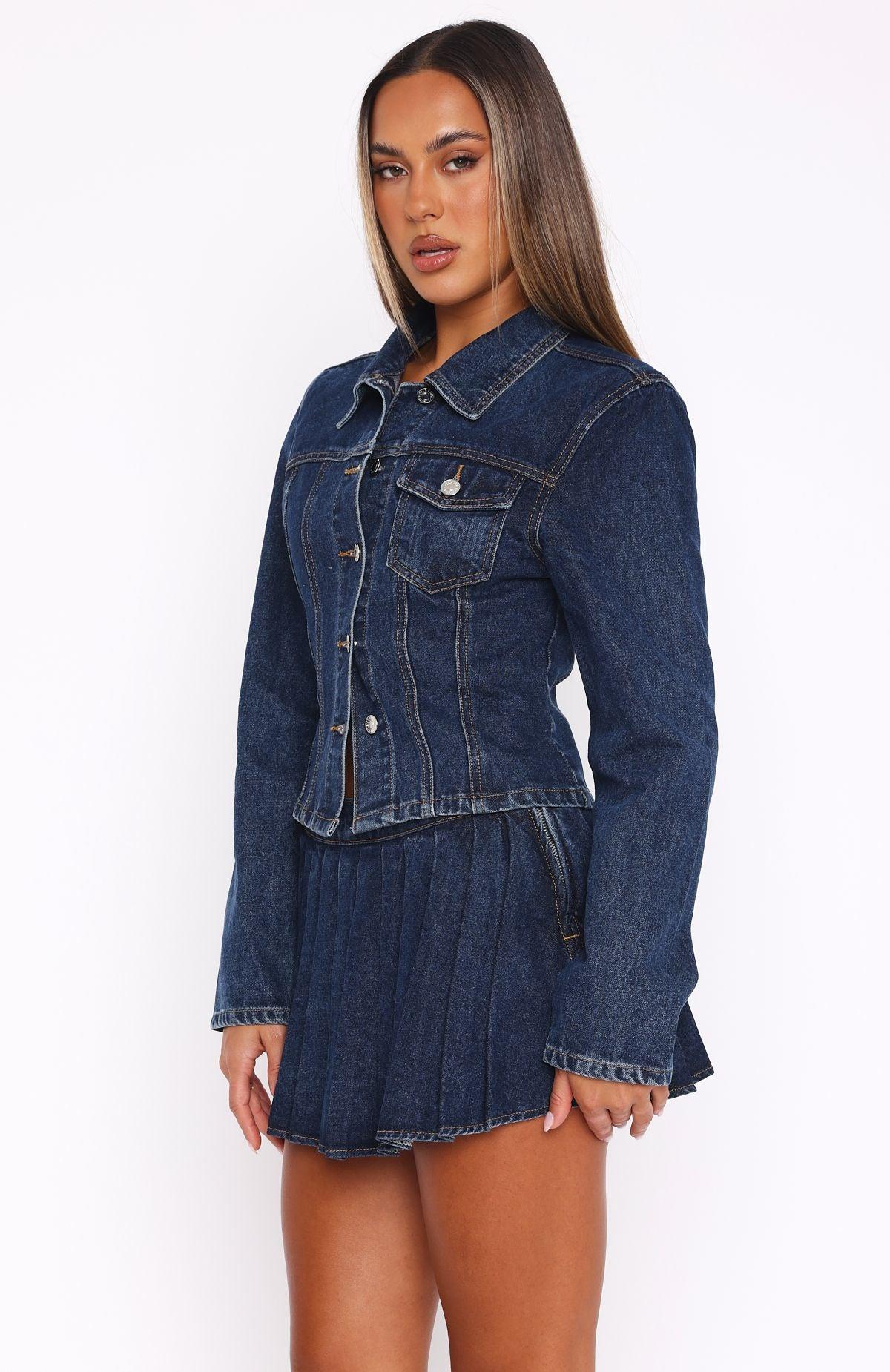 Ayla Denim Mini Skort Dark Blue Product Image