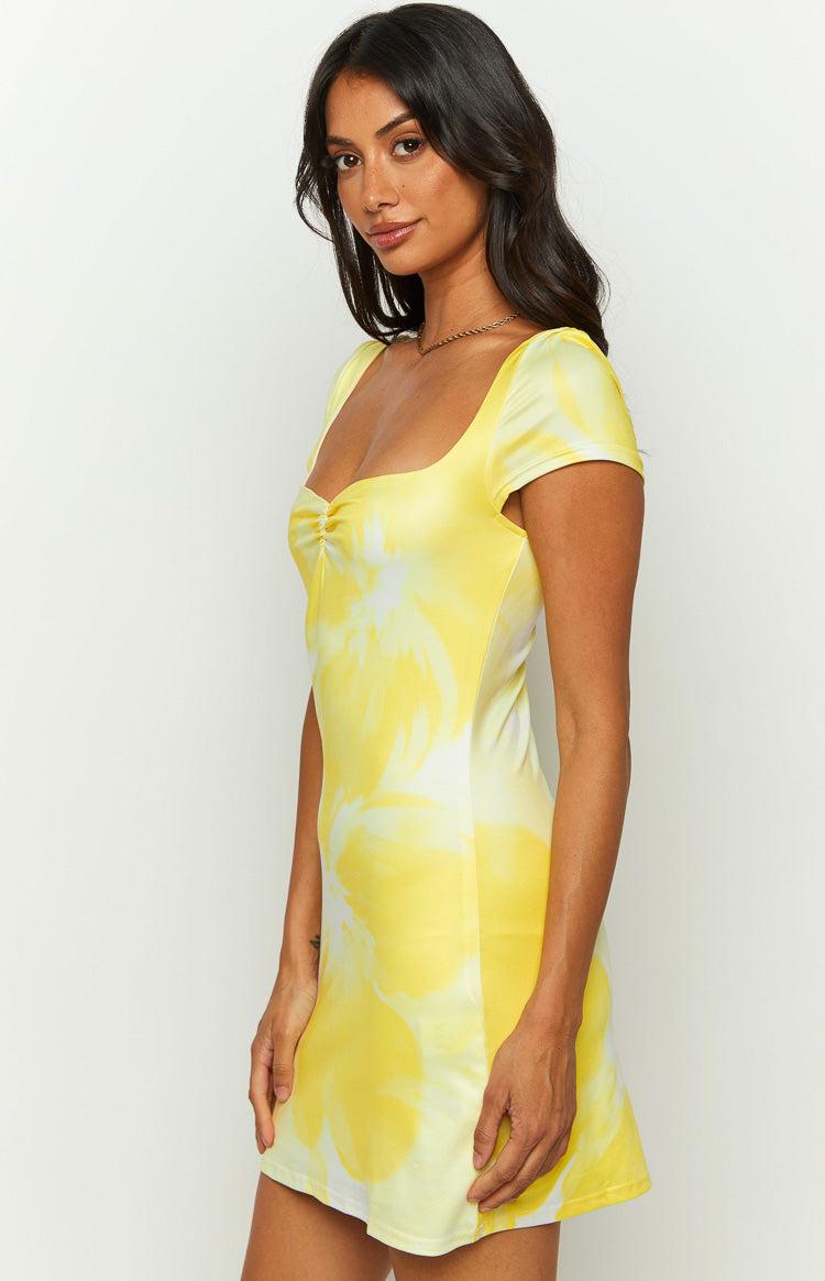 Pure Honey Printed Yellow Mini Dress Product Image