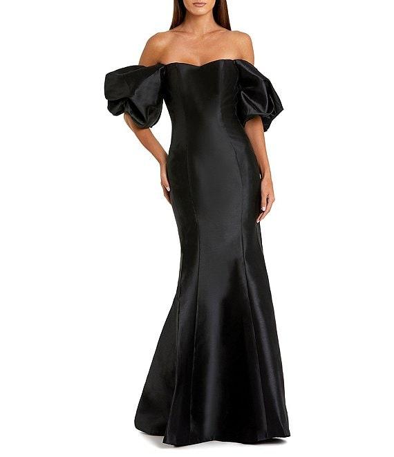 Mac Duggal Off-The-Shoulder Puff Short Sleeve Mermaid Gown Product Image
