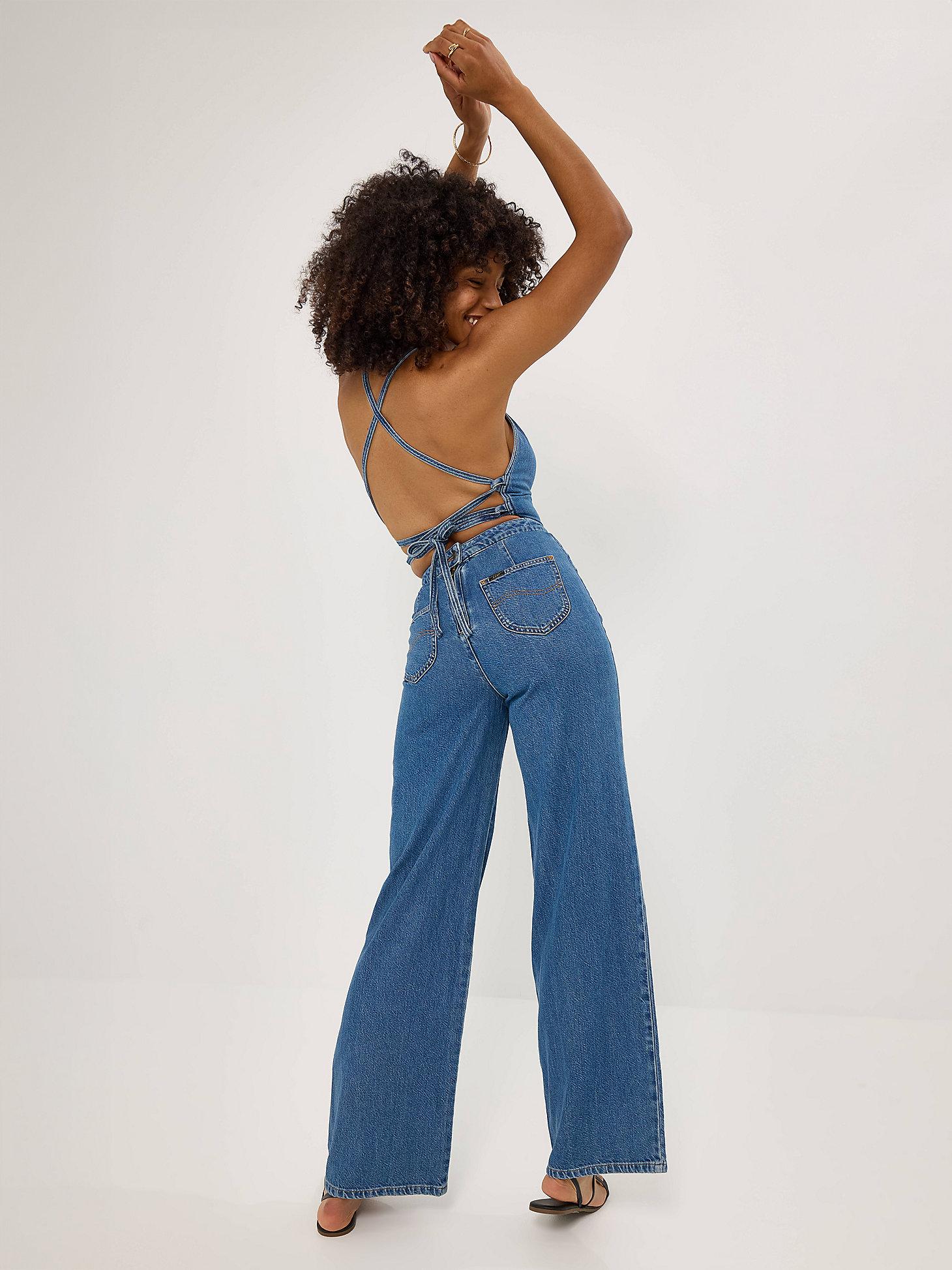 Women's Cross Back Denim Wide Leg Jumpsuit | Women's Union-Alls & Overalls | Lee® Product Image