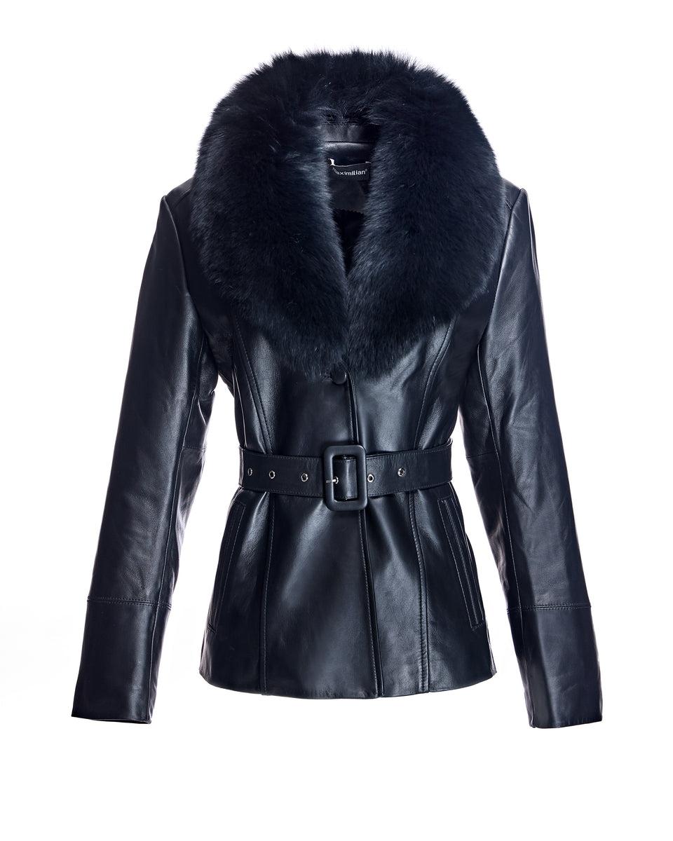 Maximilian Fur-Trimmed Leather Jacket Product Image