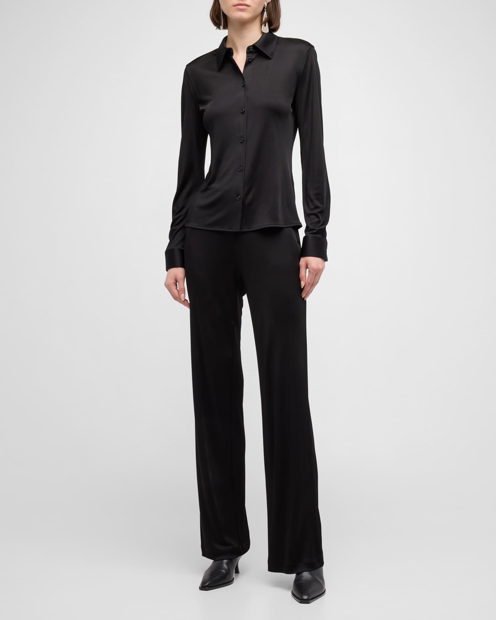 Womens Fluid Long-Sleeve Button-Up Shirt Product Image