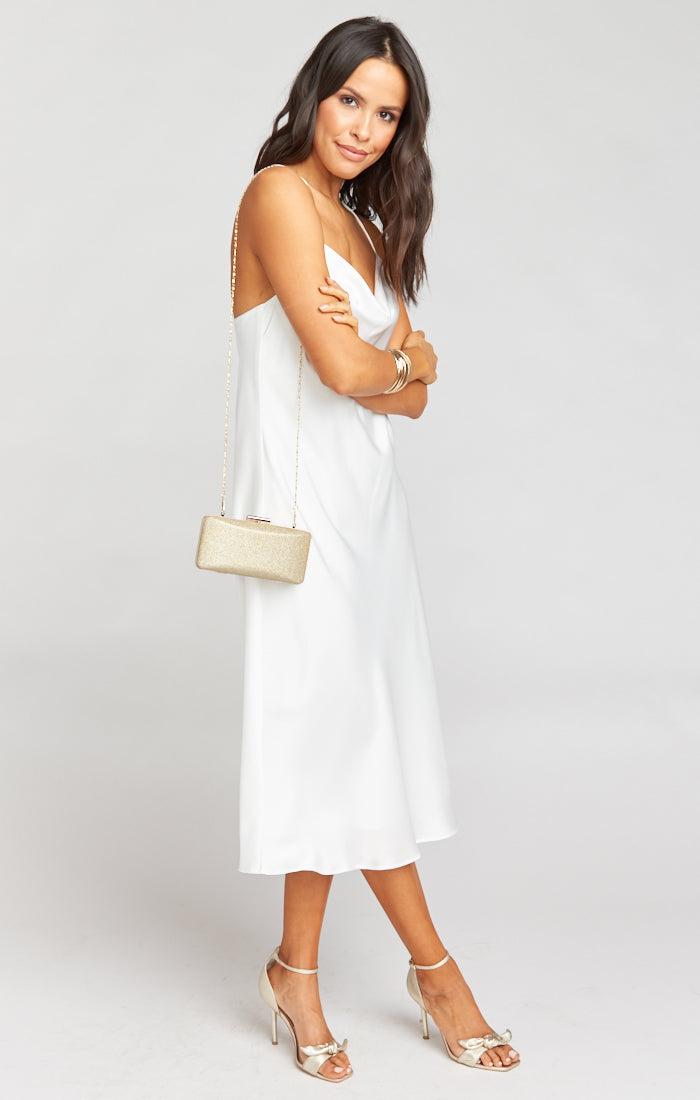 Verona Cowl Dress ~ Ivory Luxe Satin Product Image