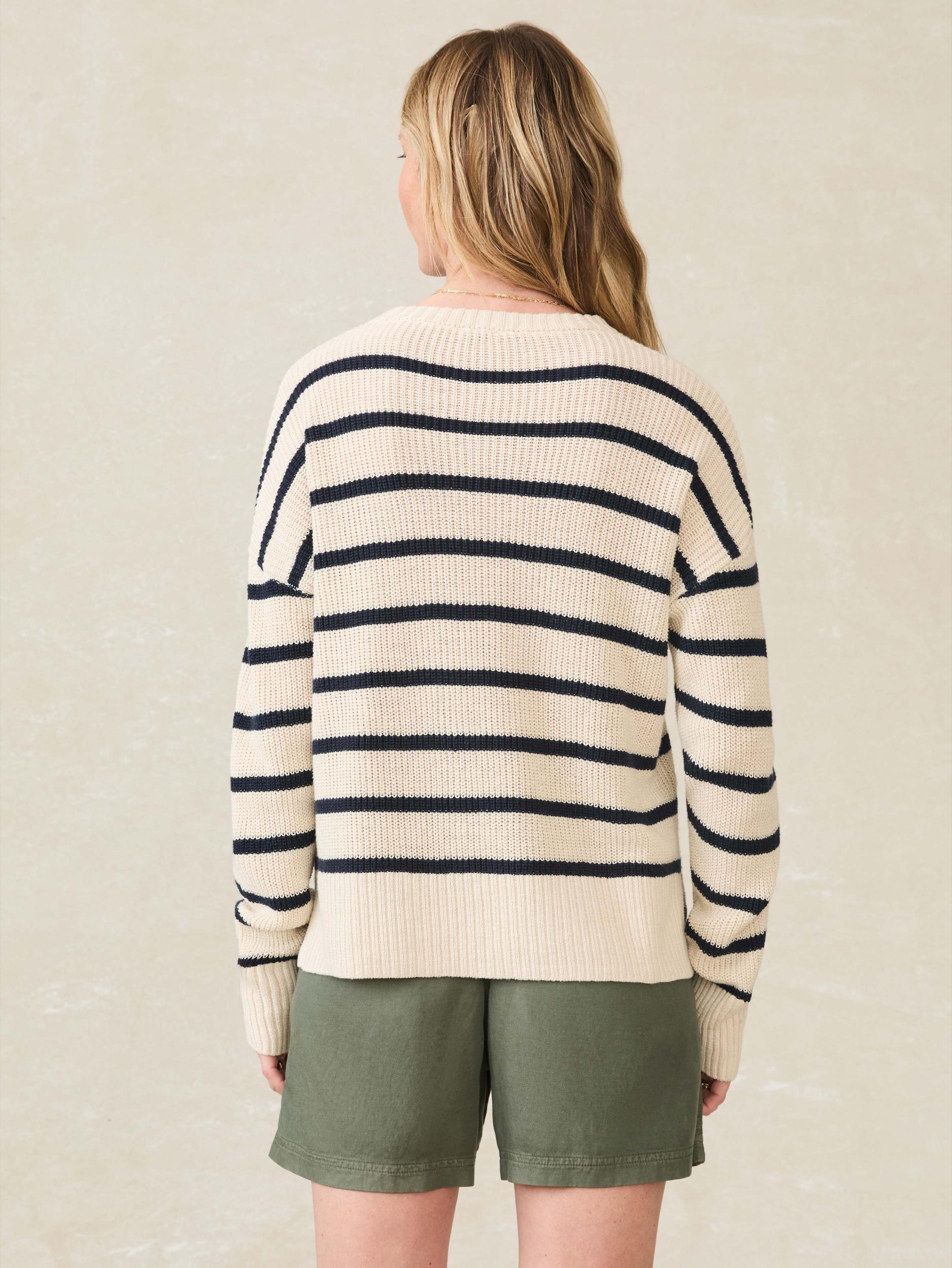 Miramar Linen Crewneck - Montauk Stripe Female Product Image
