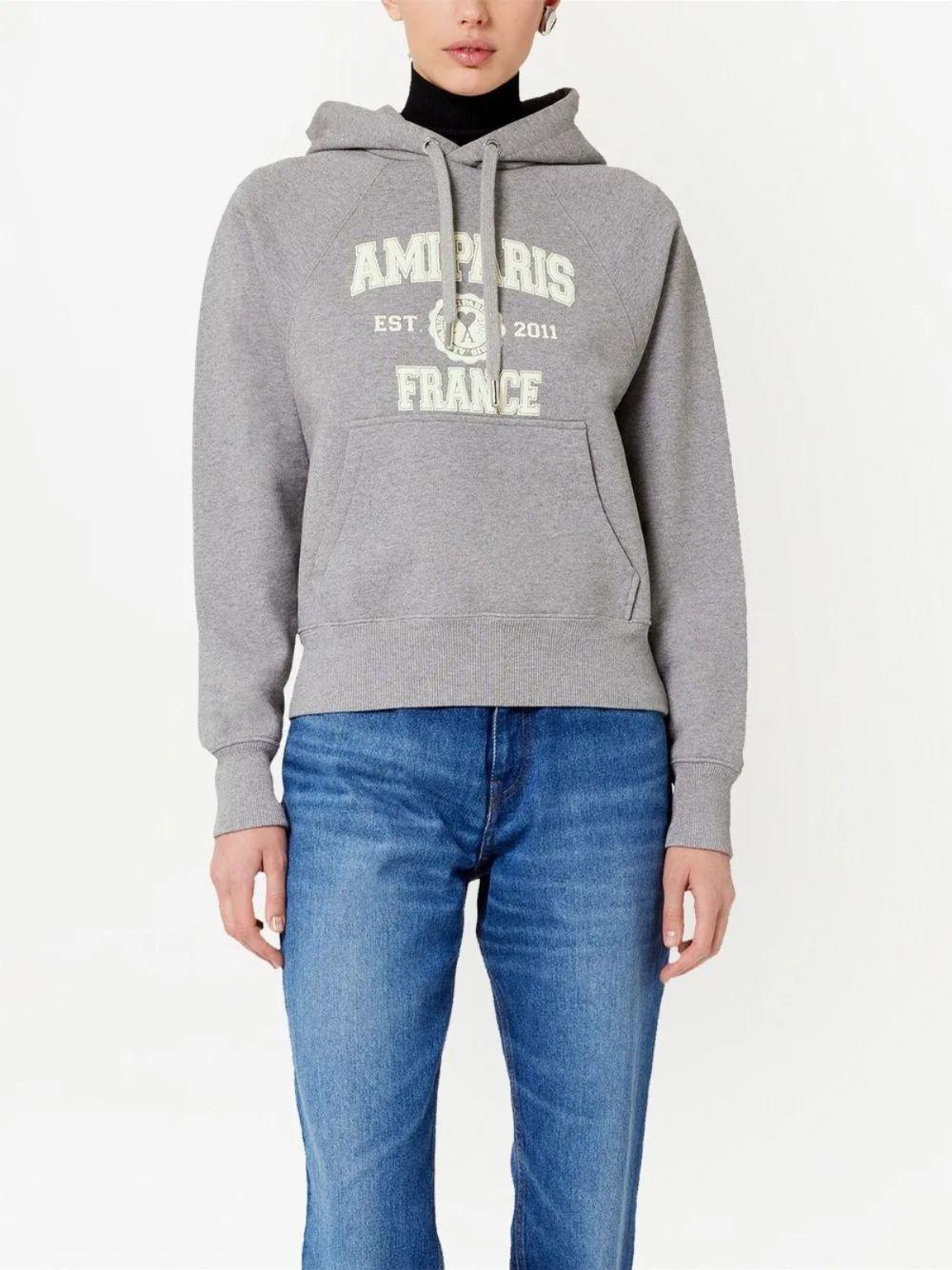 logo-print organic cotton hoodie Product Image