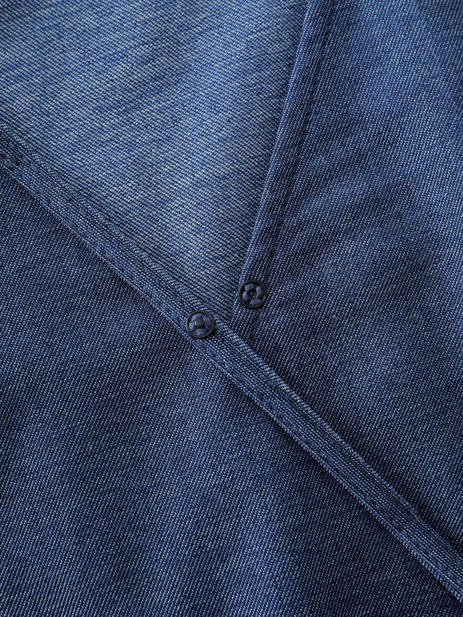 Waist Defining Buttons Pockets Maxi Denim Dress Female Product Image