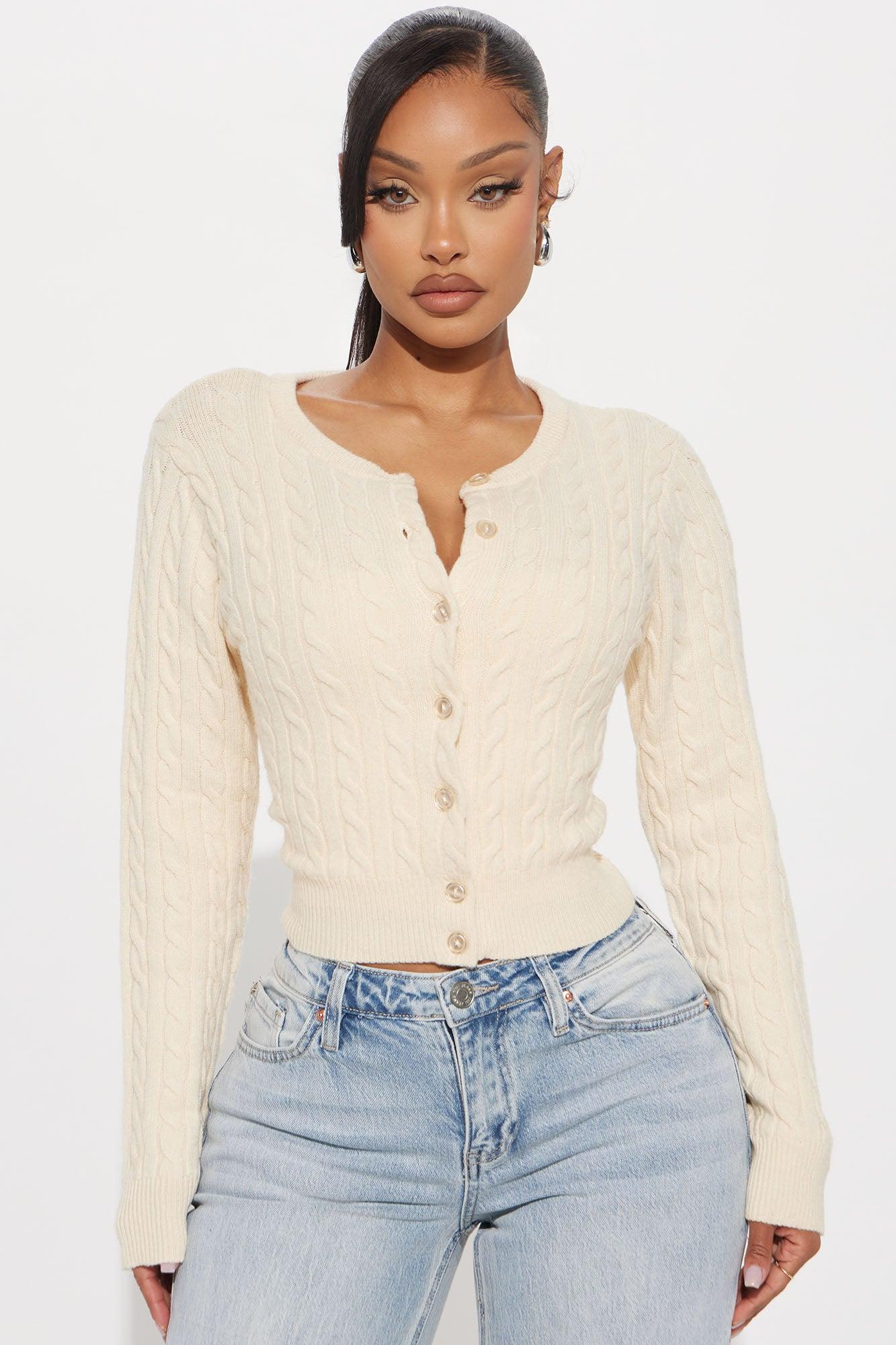 Elowen Cable Knit Cardigan - Cream Product Image