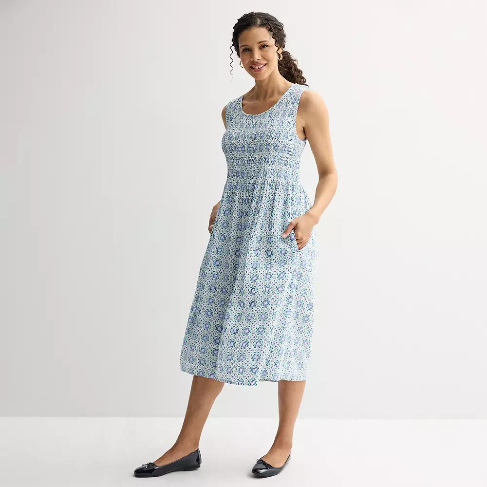 Womens Croft & Barrow Smocked Midi Dress Product Image