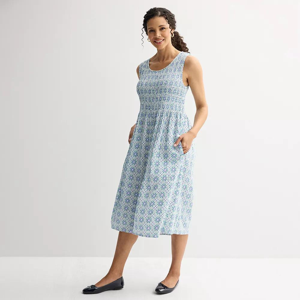 Womens Croft & Barrow Smocked Midi Dress Product Image
