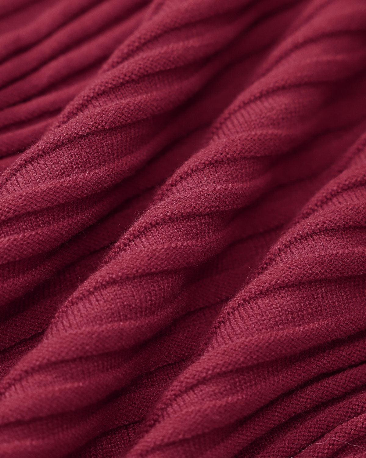 Wine Red Wrap Sweater Mini Dress Product Image