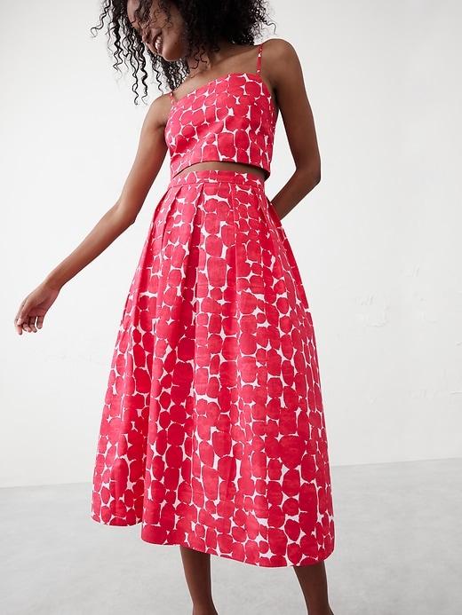 Poplin Pleated Midi Skirt Product Image