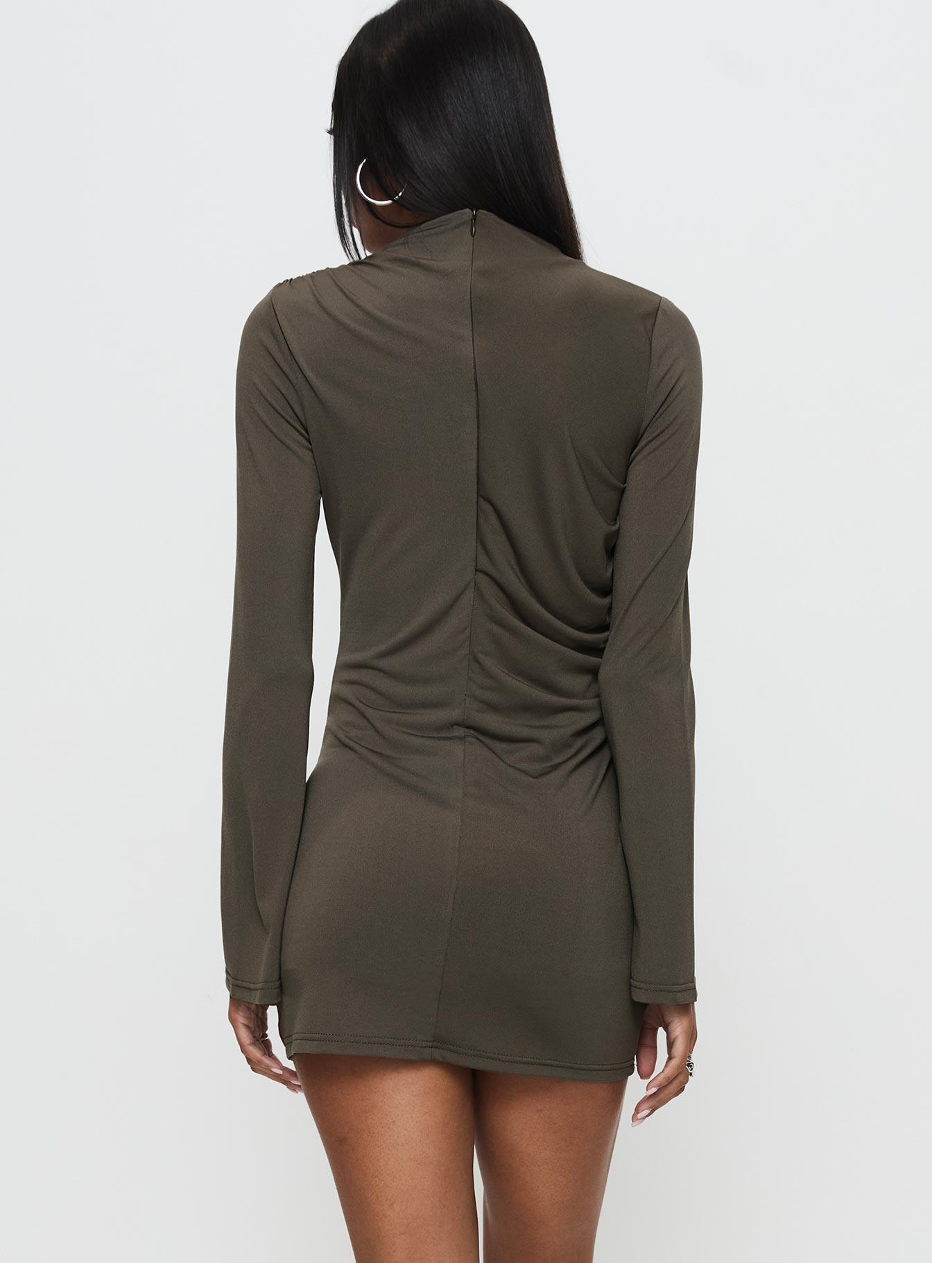 Arte Deco Long Sleeve Mini Dress Mocha Product Image
