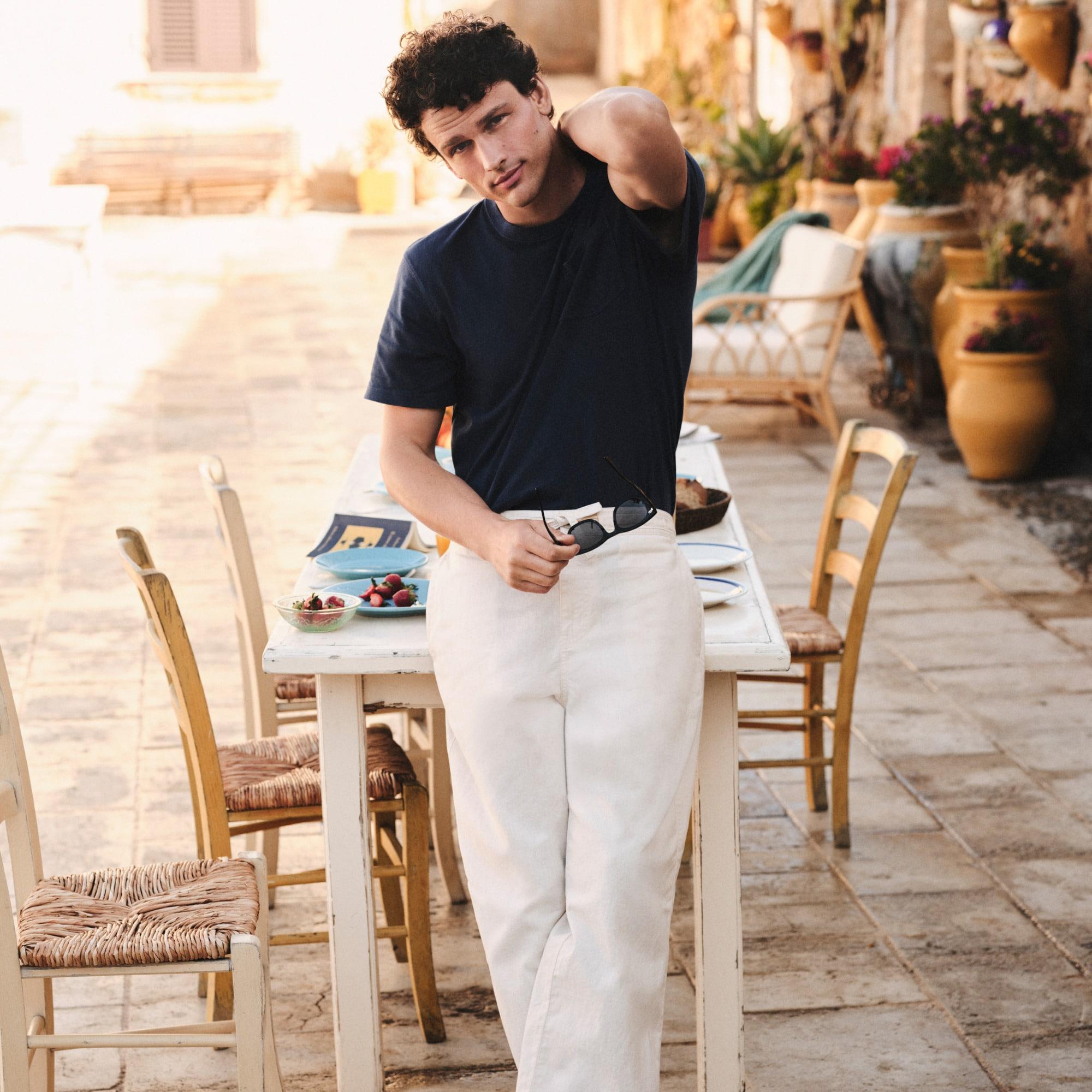 Vintage-wash cotton pocket T-shirt Product Image