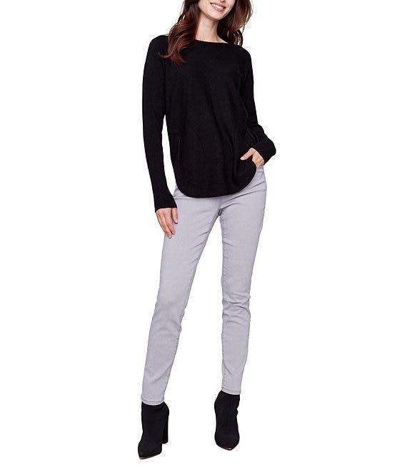Charlie B. Back Lace-Up Crew Neck Long Sleeve Knit Top Product Image