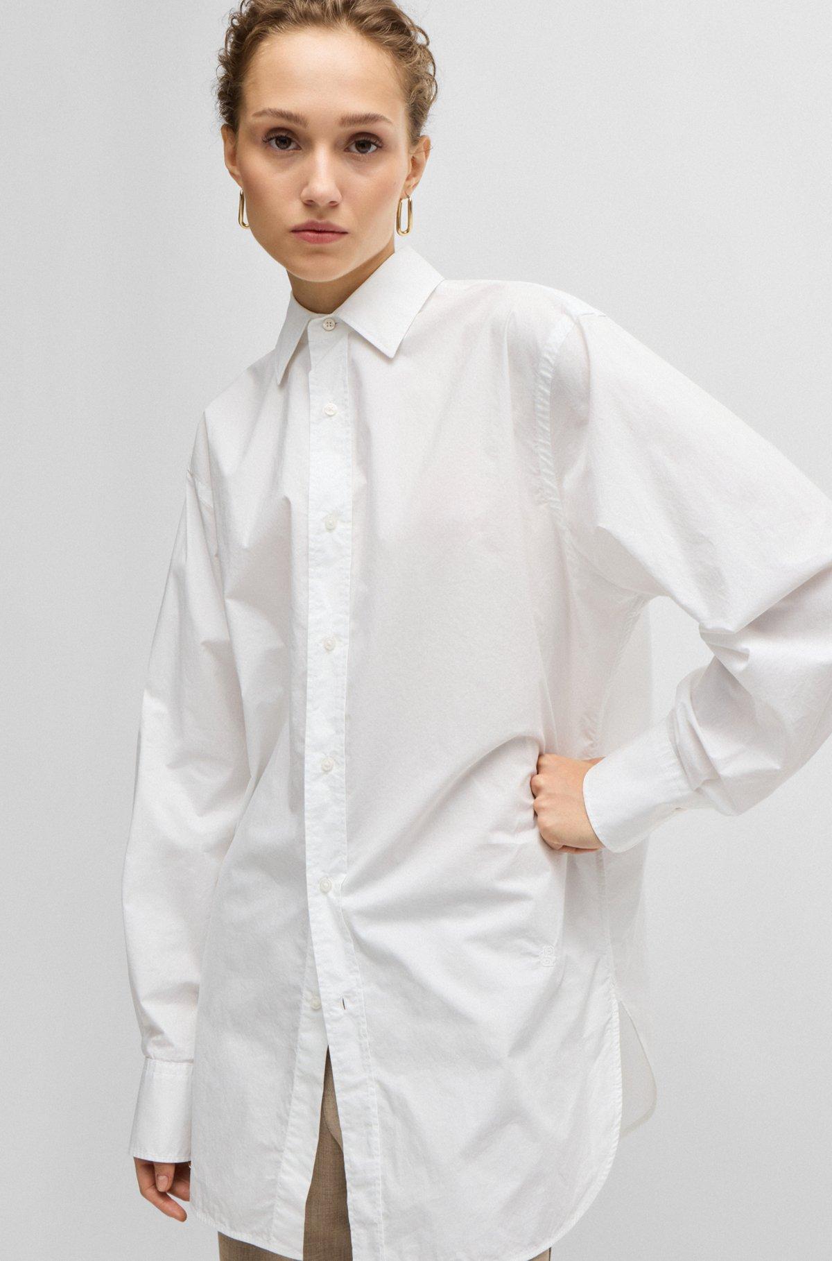 BOSS - Regular-fit blouse in cotton with Double B monogram - White Product Image