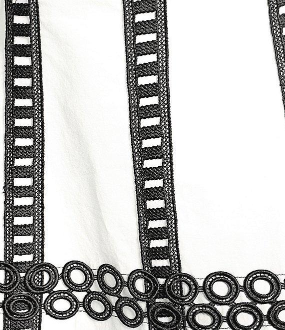 MISOOK Woven Eyelet Lace Contrast Trim Round Neck Sleeveless Fit And Flare Maxi Dress Product Image