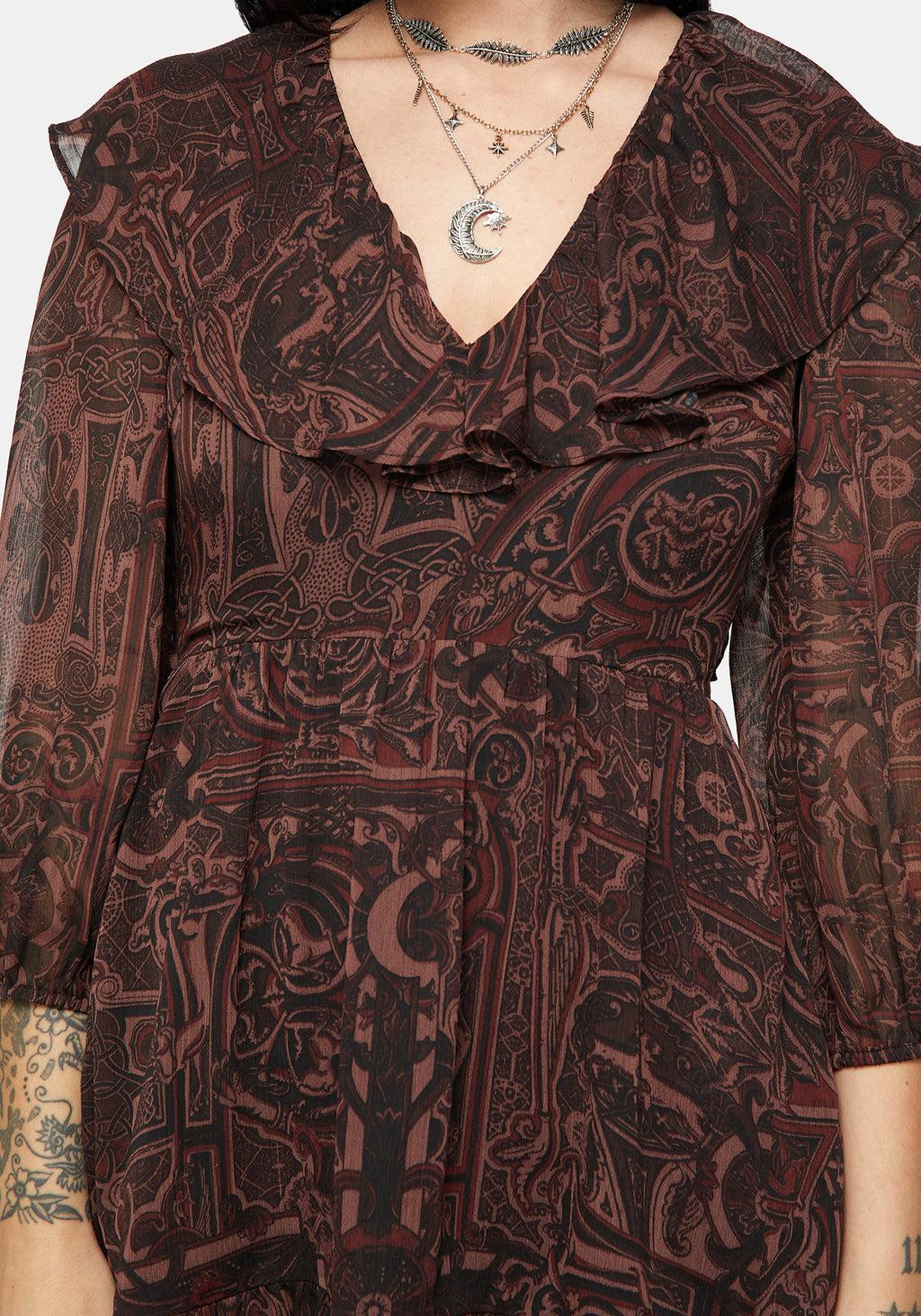 Kells Printed Tie Back Frill Mini Dress Product Image