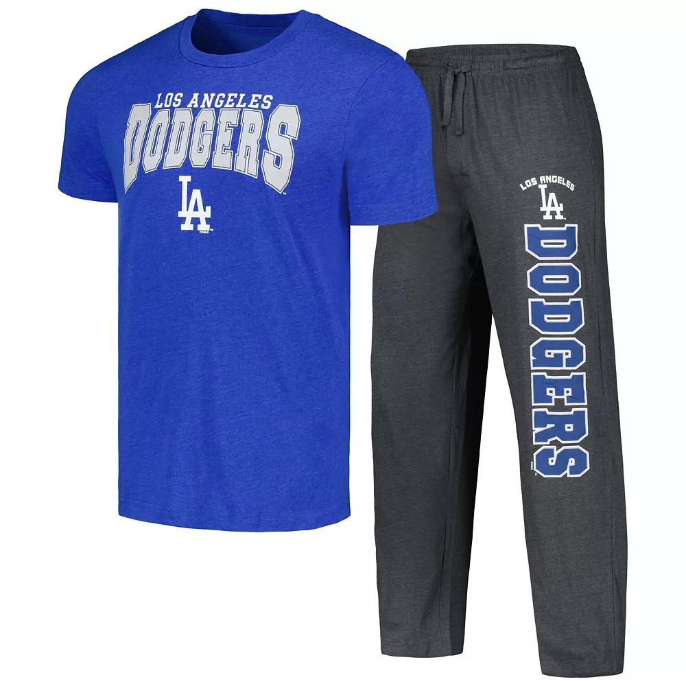 Men's Concepts Sport Charcoal/Royal Los Angeles Dodgers Meter T-Shirt & Pants Sleep Set, Size: Small Product Image