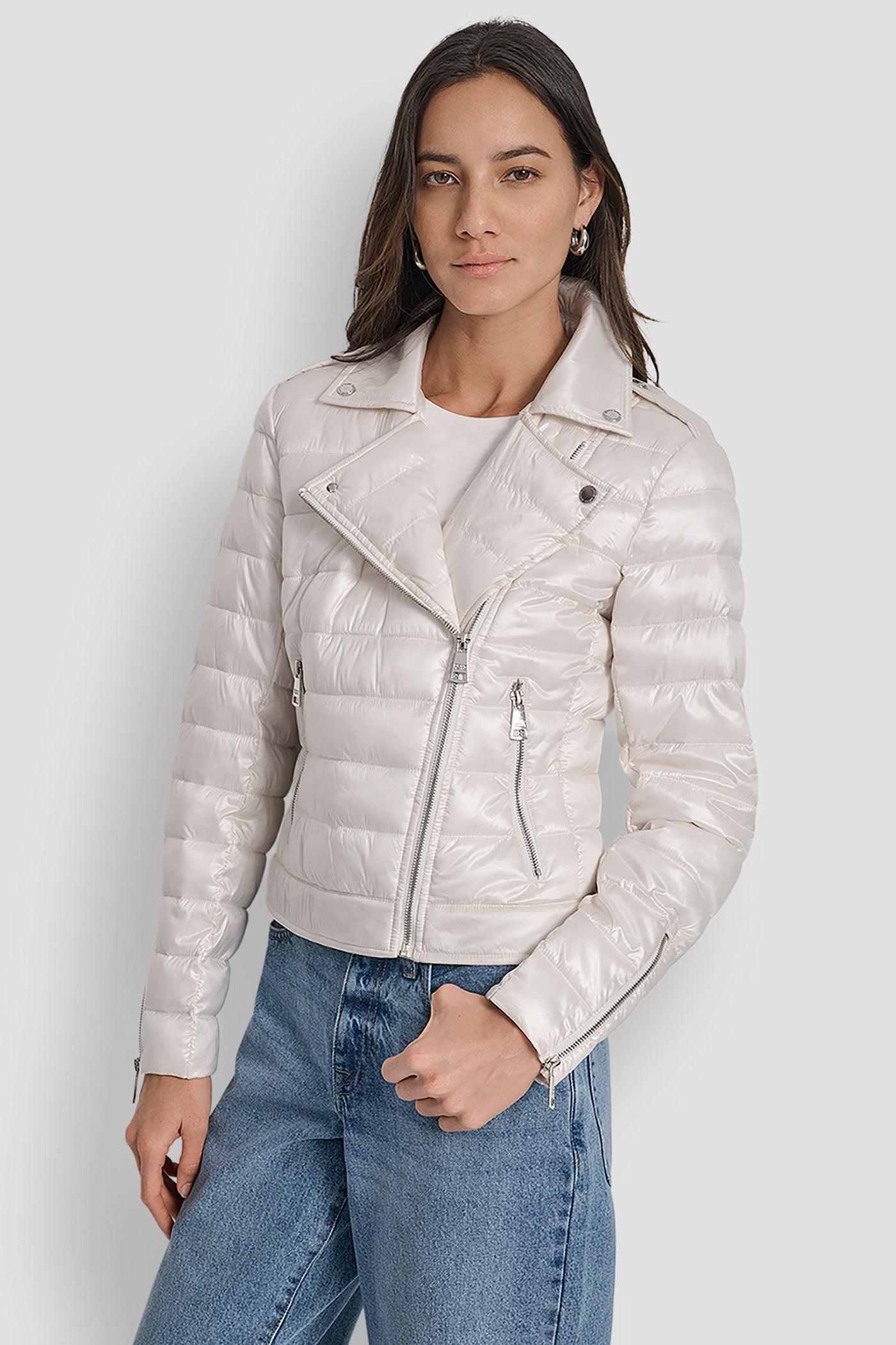 MOTO STYLE LIGHT WEIGHT PUFFER JACKET Product Image