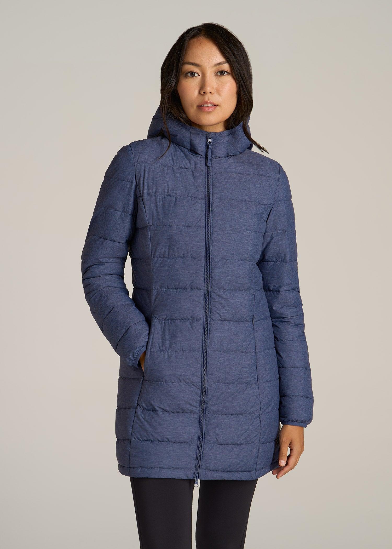 Packable Puffer Jacket for Tall Women in Blue Space Dye Female Product Image