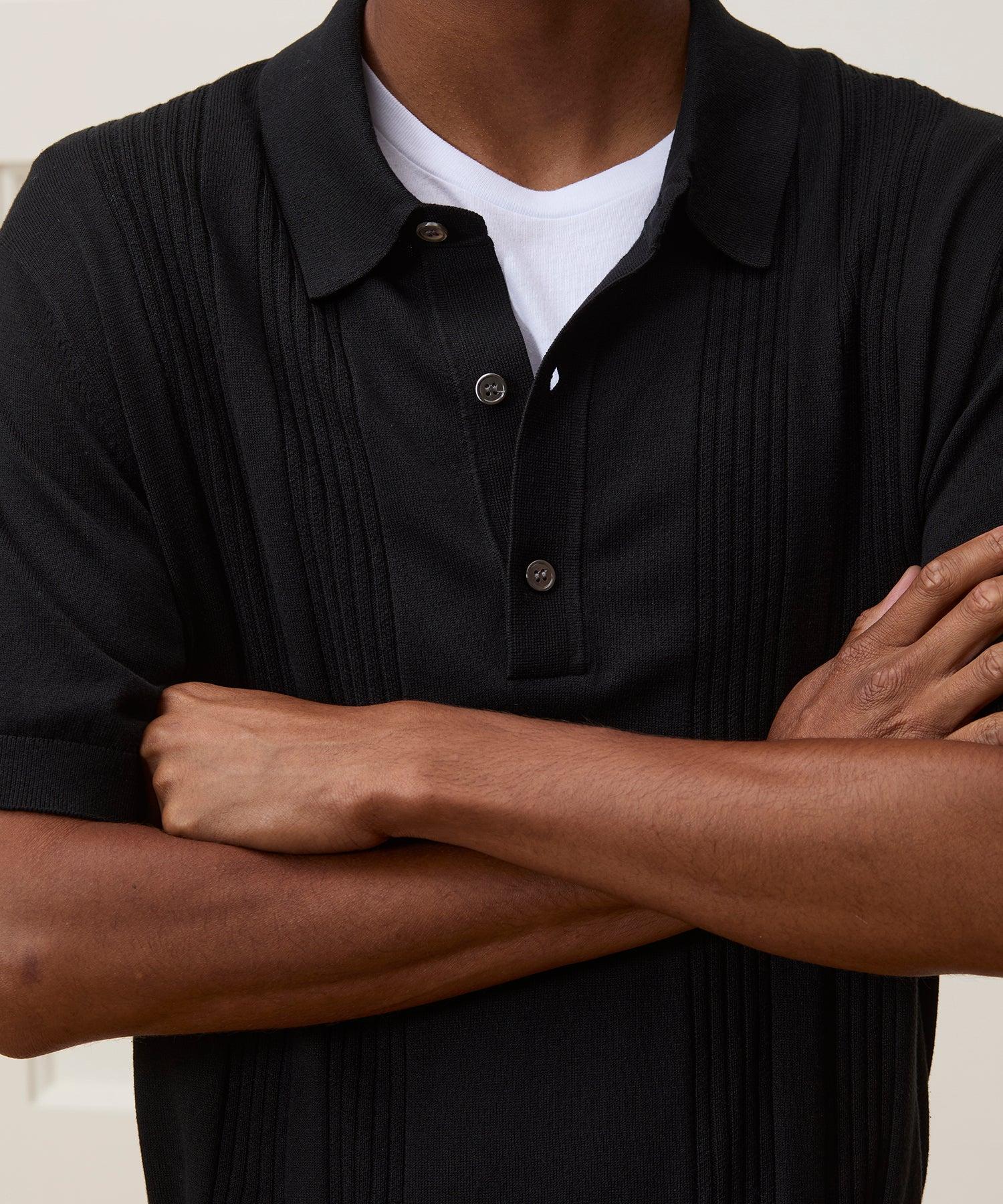 Silk-Cotton Ribbed Sweater Polo Product Image