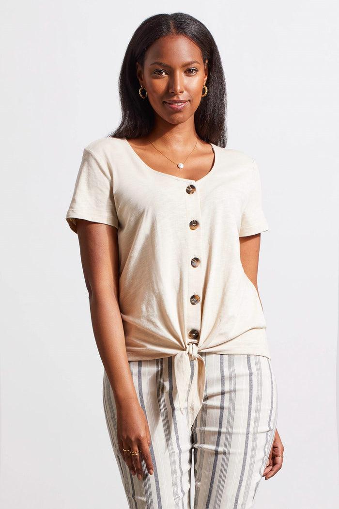 SHORT SLEEVE KNOT HEM TOP Product Image