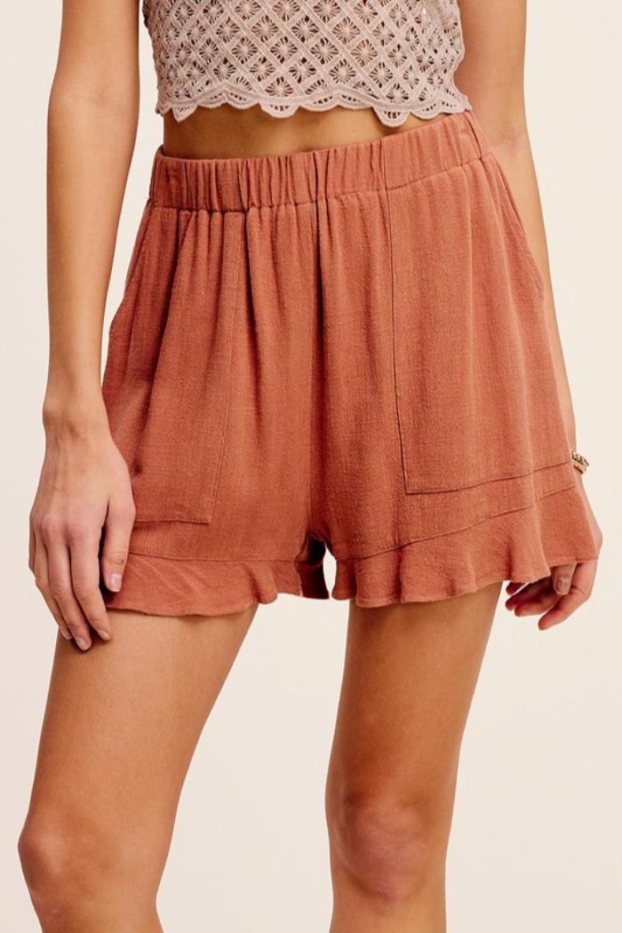 Flared Hem Shorts With Pockets Product Image