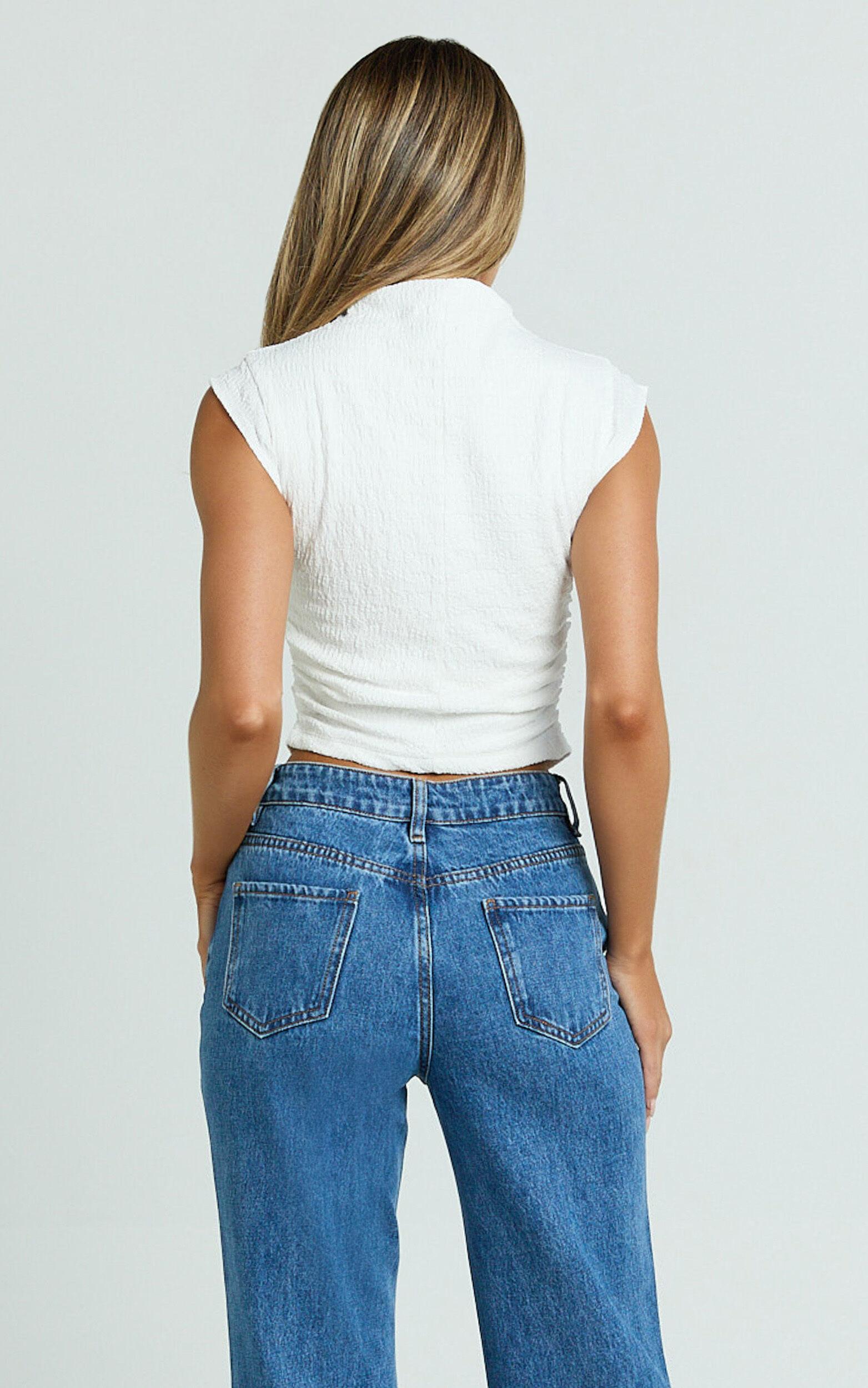 Brionne Top - High Neck Cap Sleeve Top in White Product Image