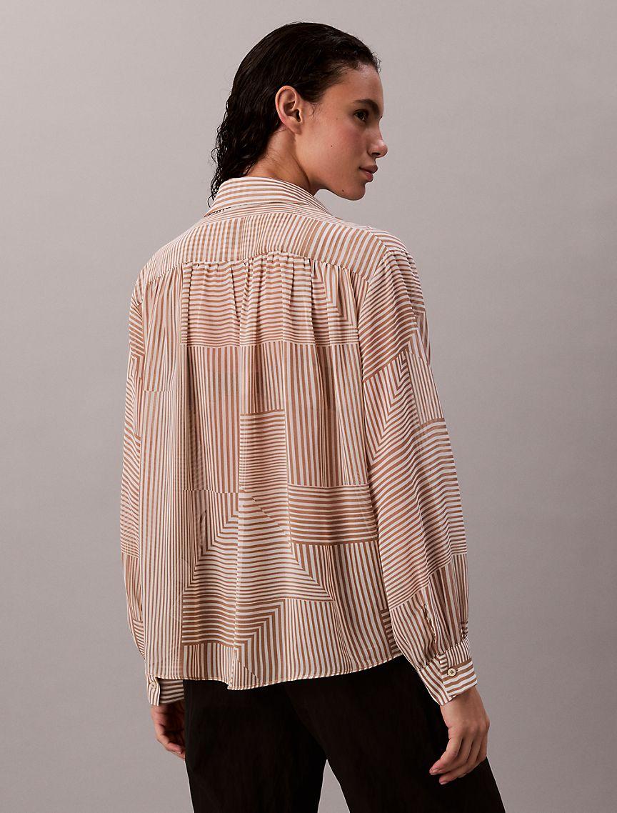 Chiffon Printed Classic Button-Down Shirt  Product Image