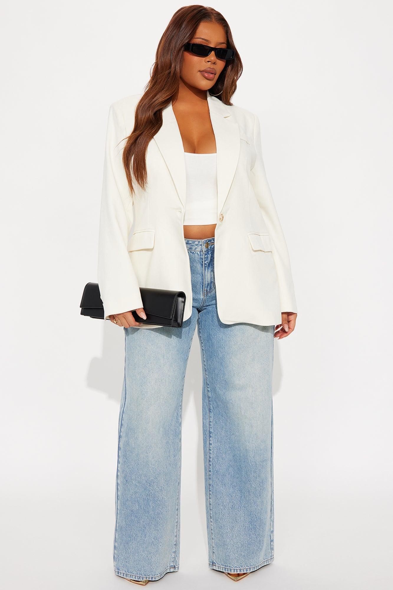 Alexandra Structured Twill Blazer - Ivory Female Product Image