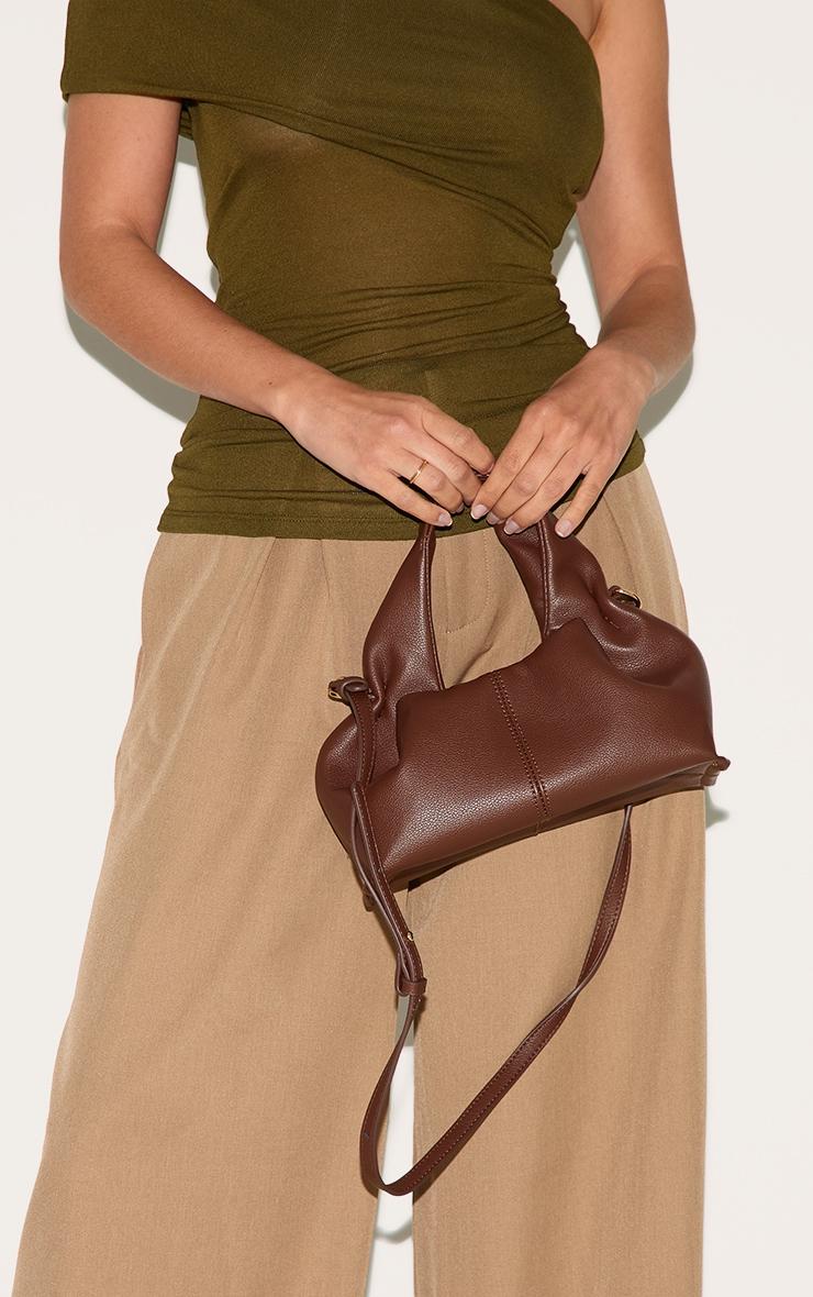 Chocolate Slouchy Mini Pu Handbag Product Image