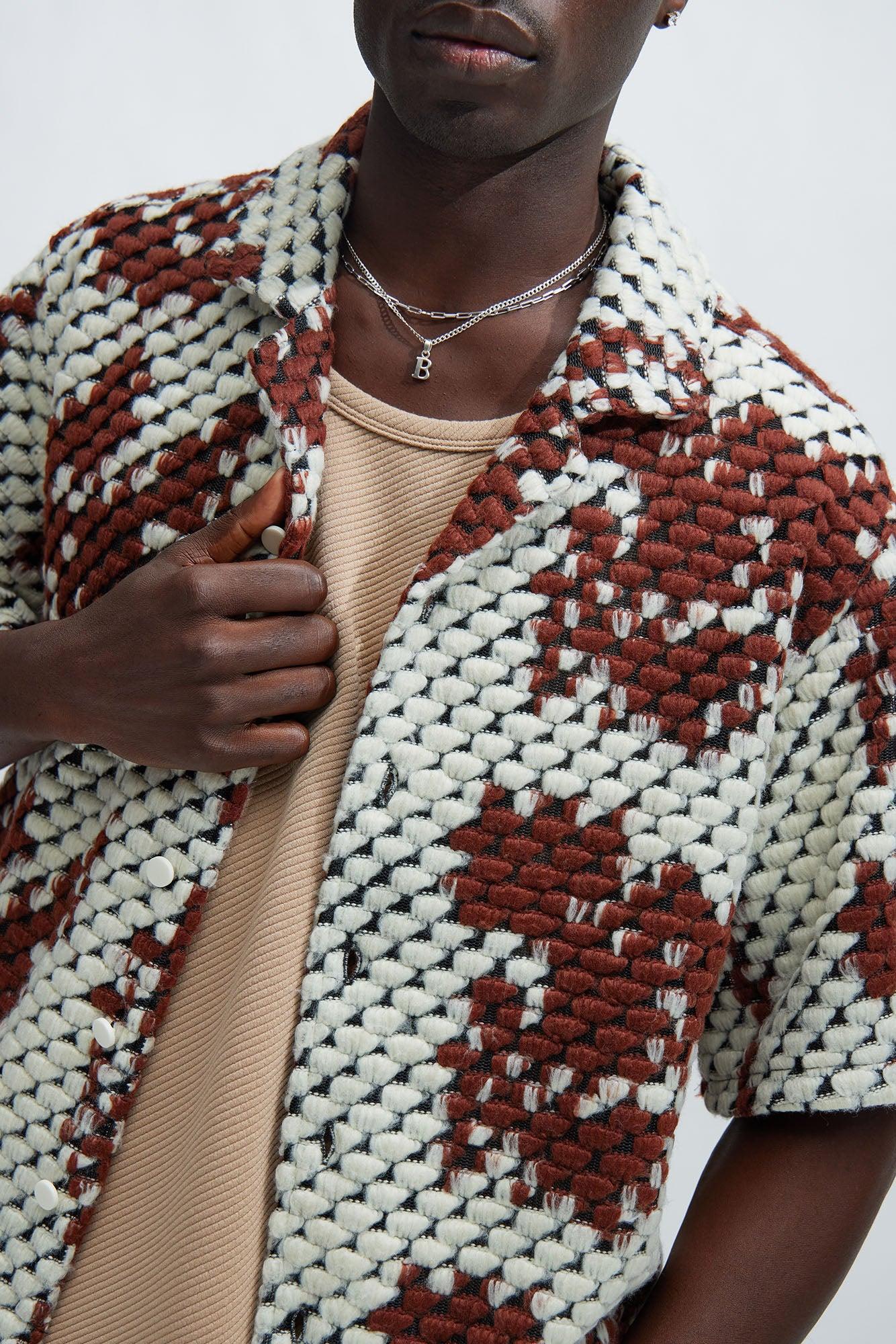 Newbury Jacquard Cropped Shirt - Brown/combo Product Image