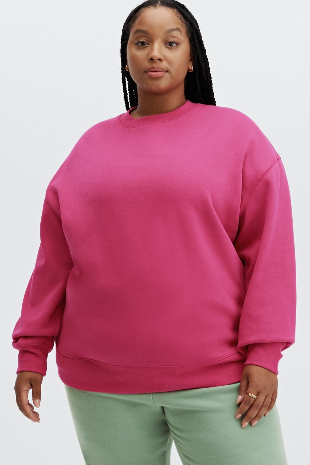 Fabletics Eco Go-To Crewneck Sweatshirt Womens pink Size XXS Product Image