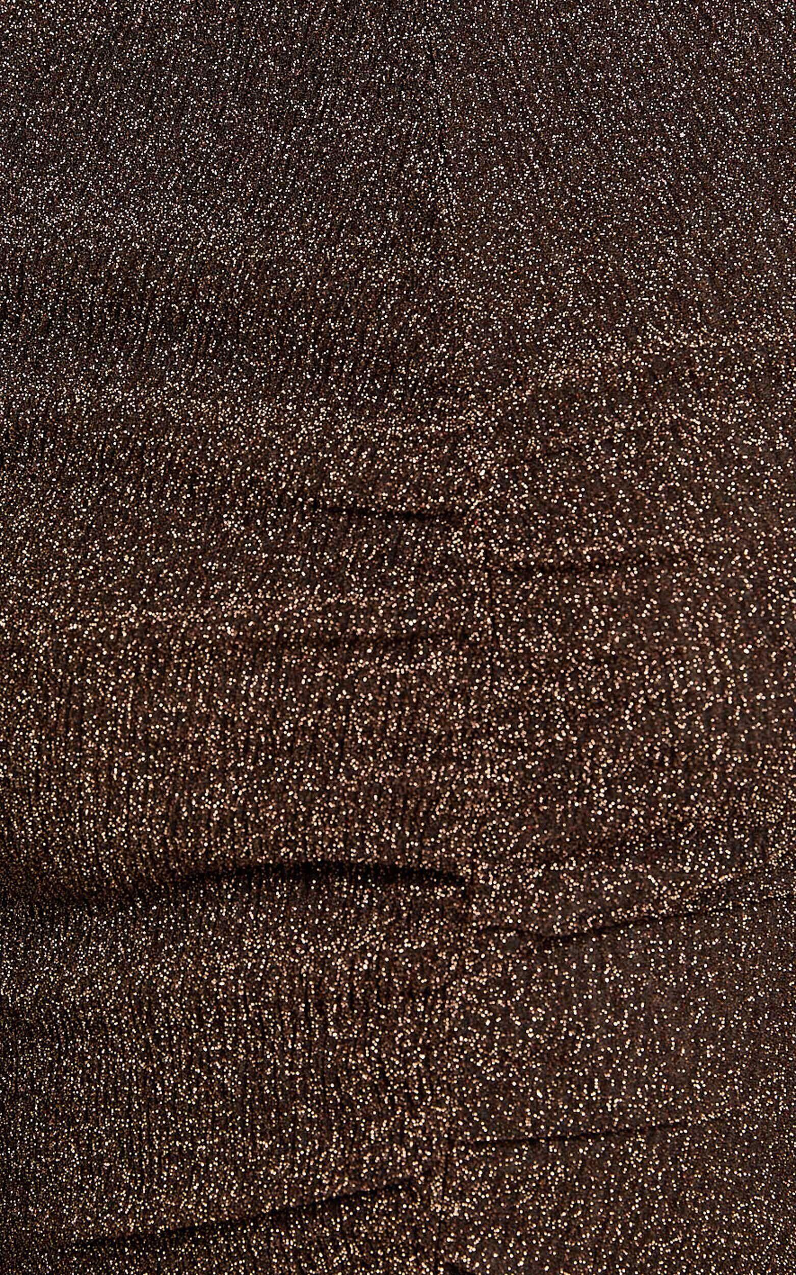 Dawn Top - High Neck Glitter Textured Jersey Top in Brown Product Image