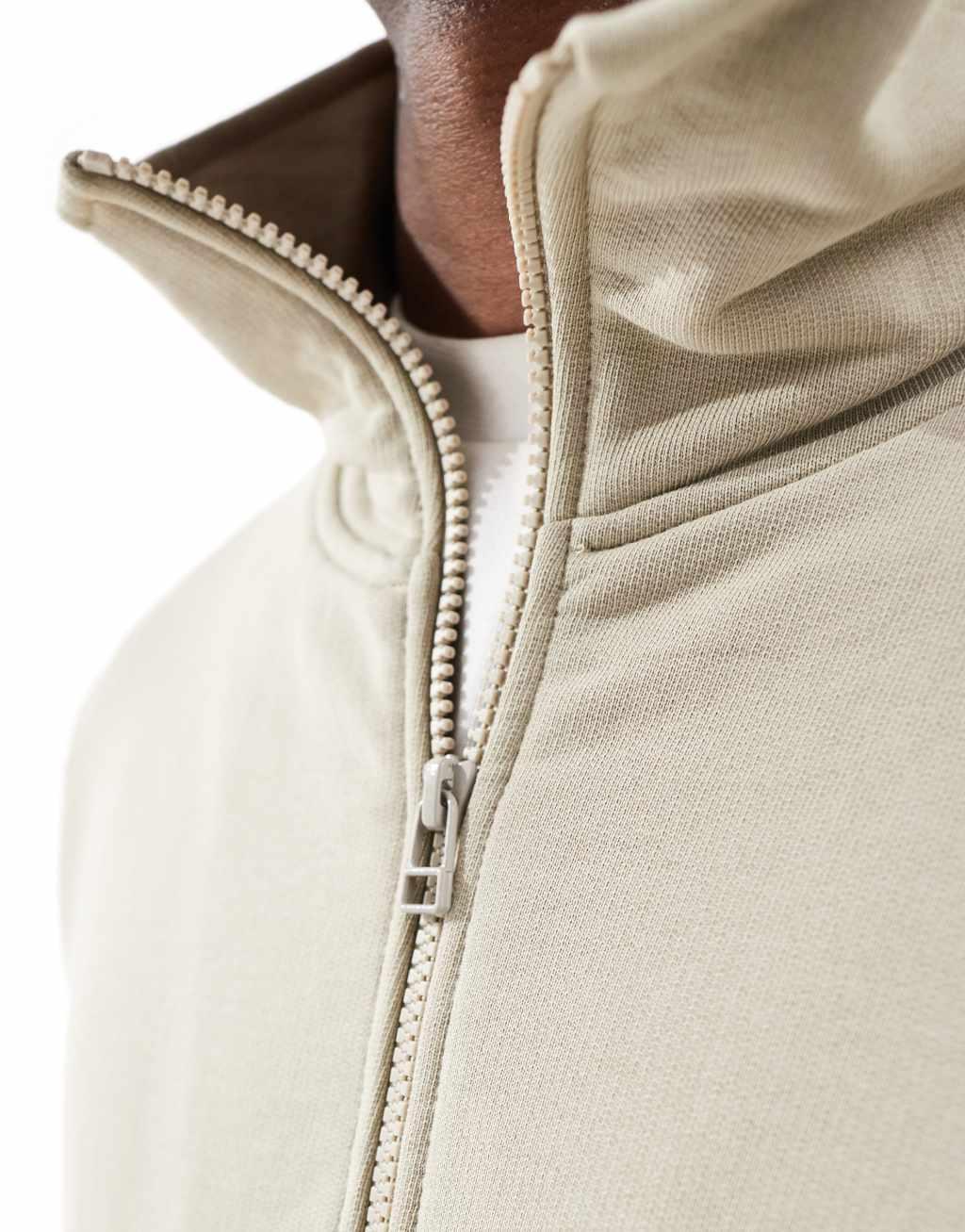 Scalpers icon turtle zip sweatshirt in light khaki   Product Image