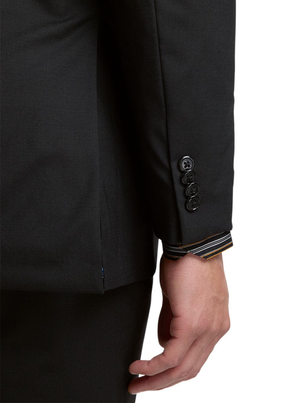 Wool Stretch Bengaline Peak Lapel Suit Jacket - Black Product Image