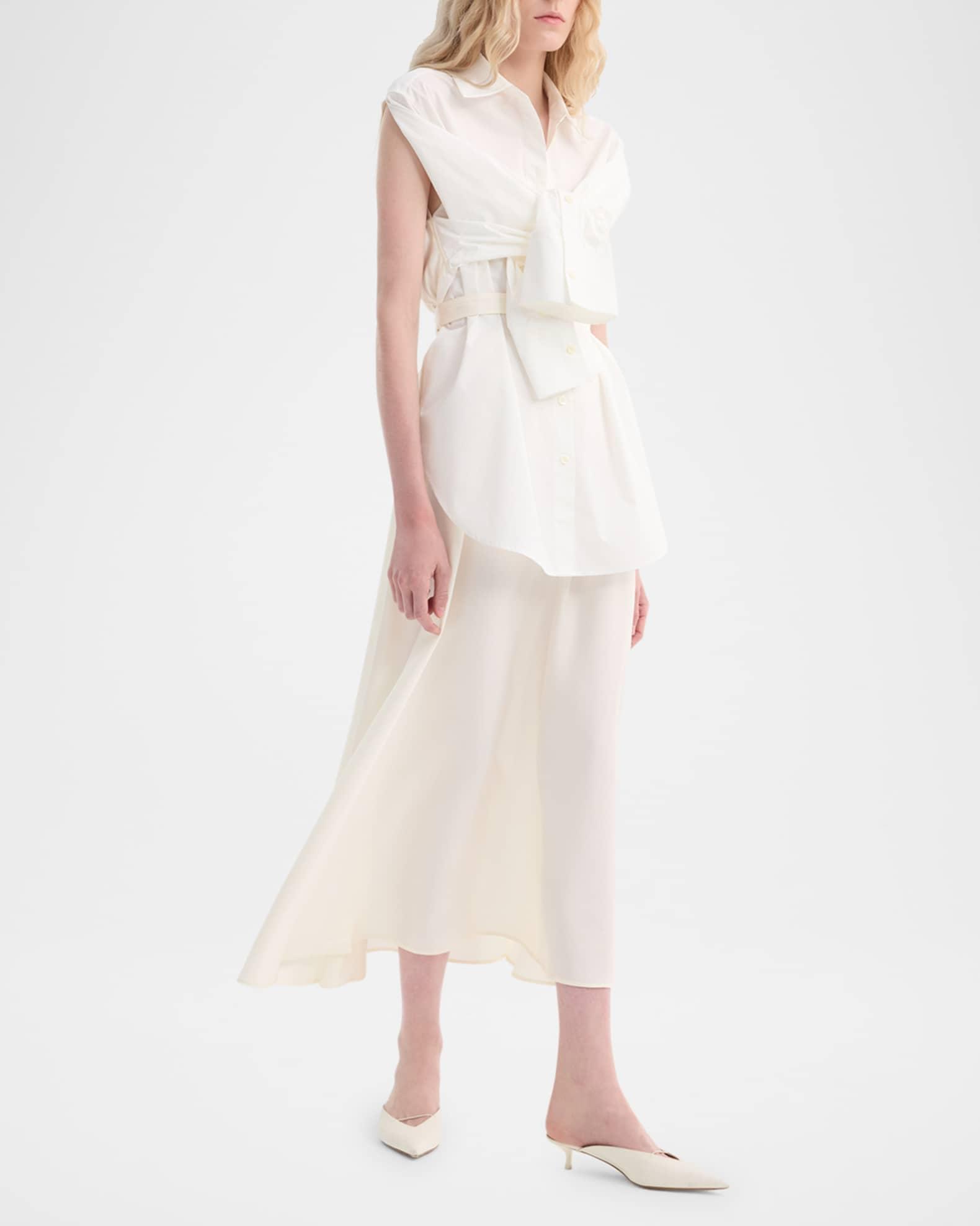 Silk-Poplin Combo Gilet Maxi Dress Product Image