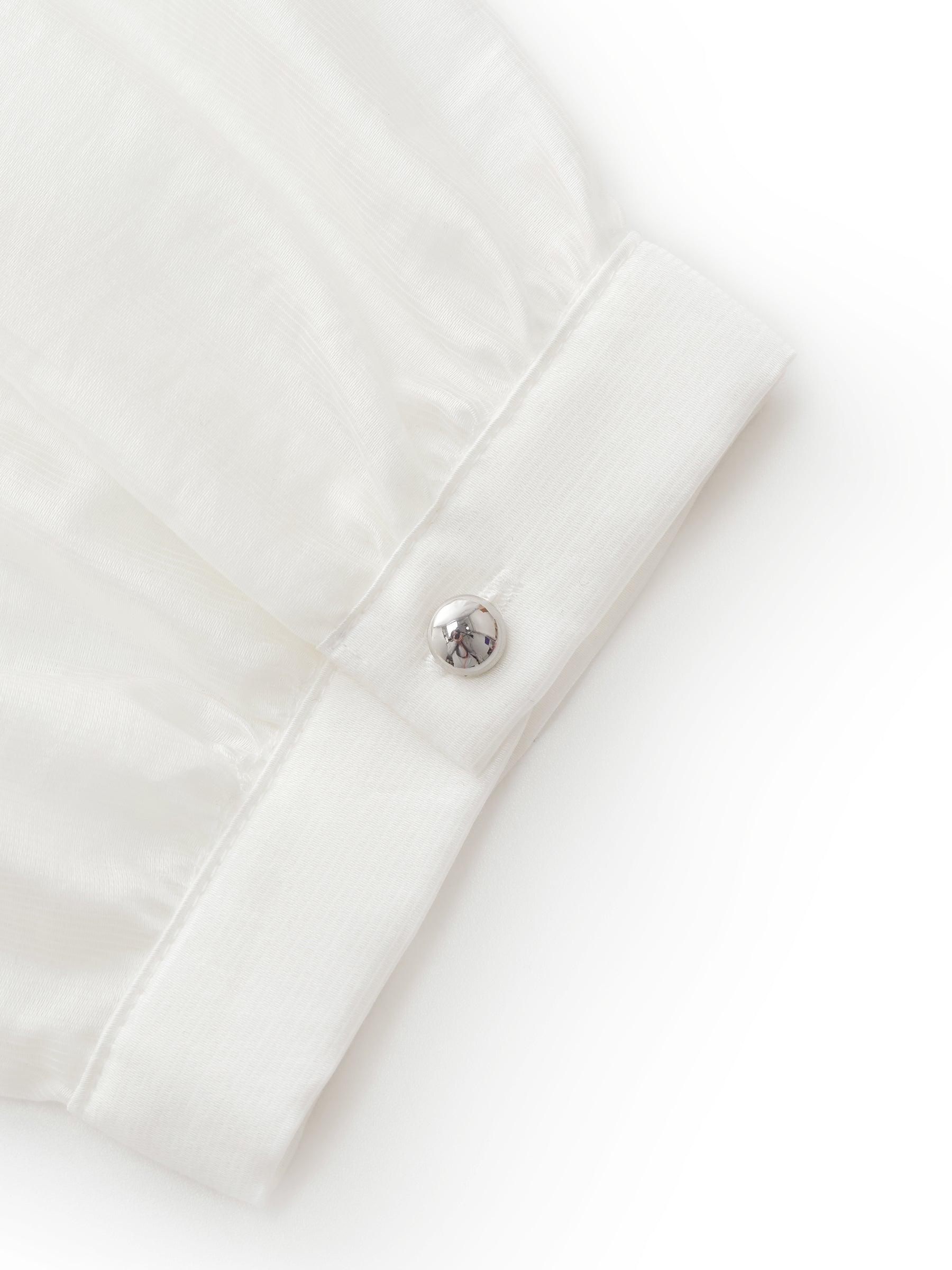 Tencel Blend Ruffle V-Neck Women Shirt With Layered Camisole Product Image