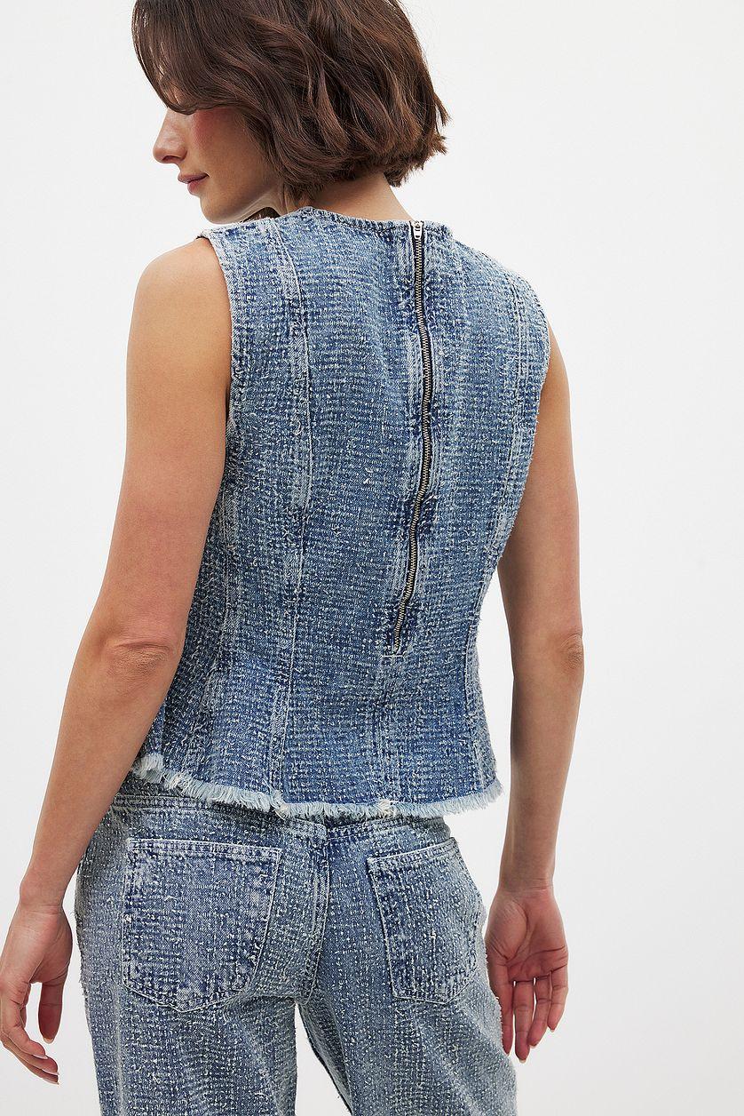 Structured Detail Denim Top Product Image